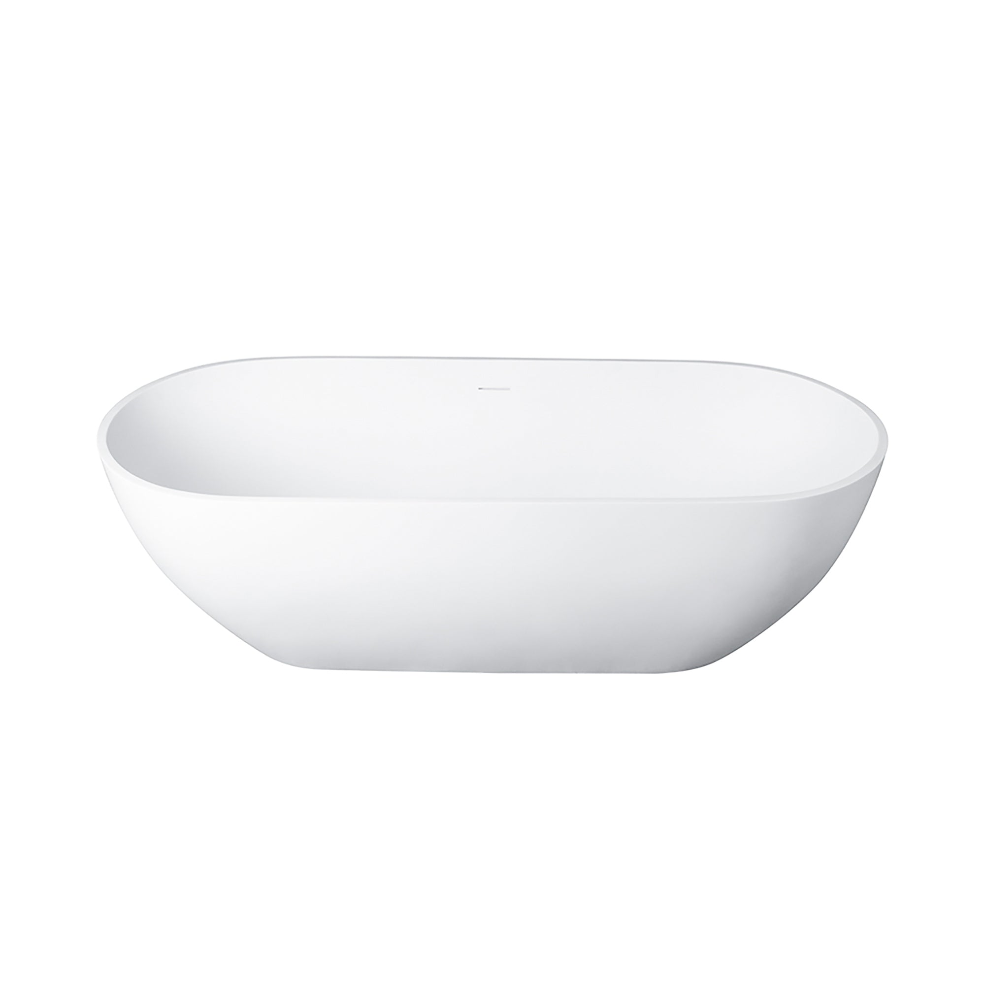 69" Oval Freestanding Solid Surface Soaking Bathtub with Overflow