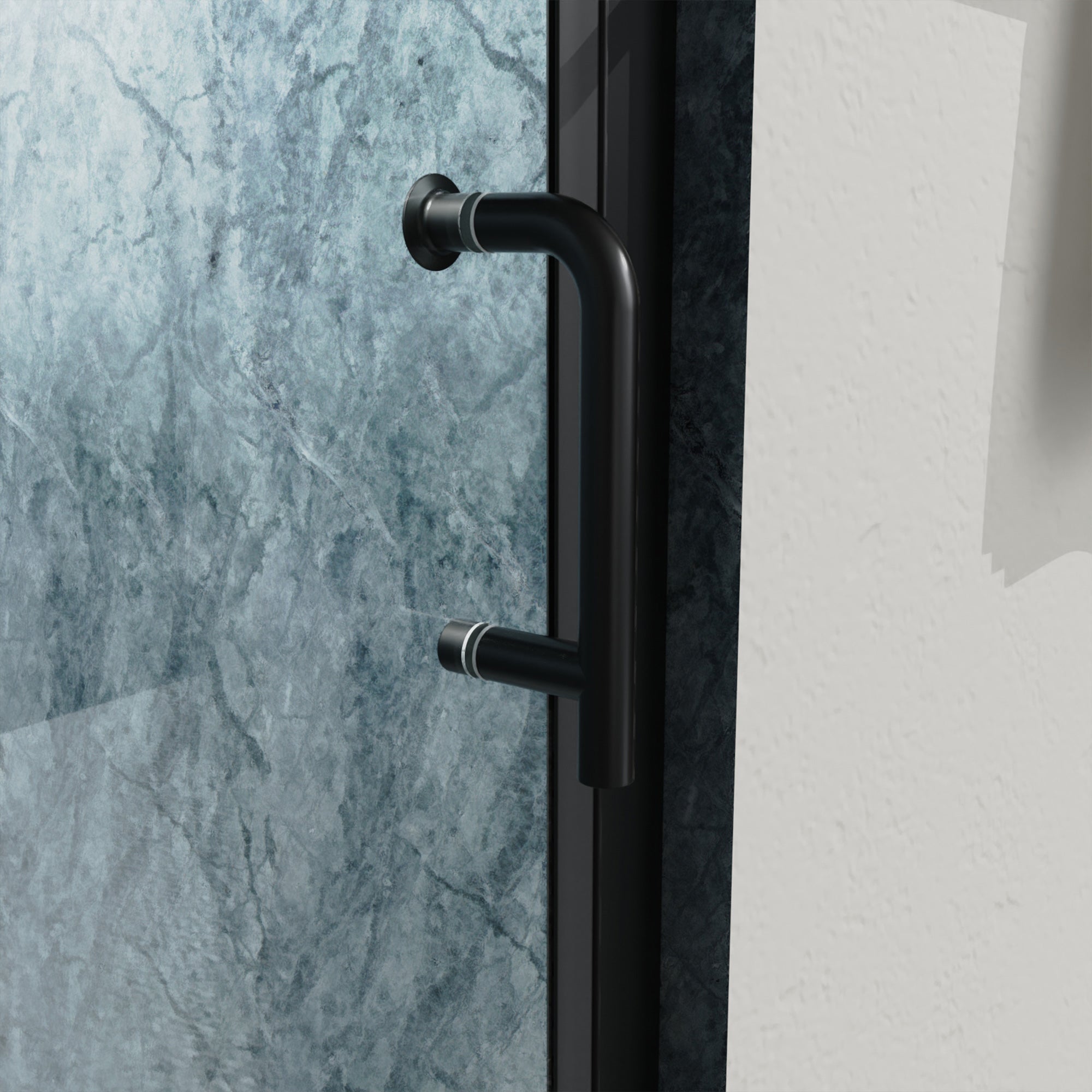 32 to 33-3/8 in. W x 72 in. H Semi-Frameless Pivot Shower Door in Matte Black