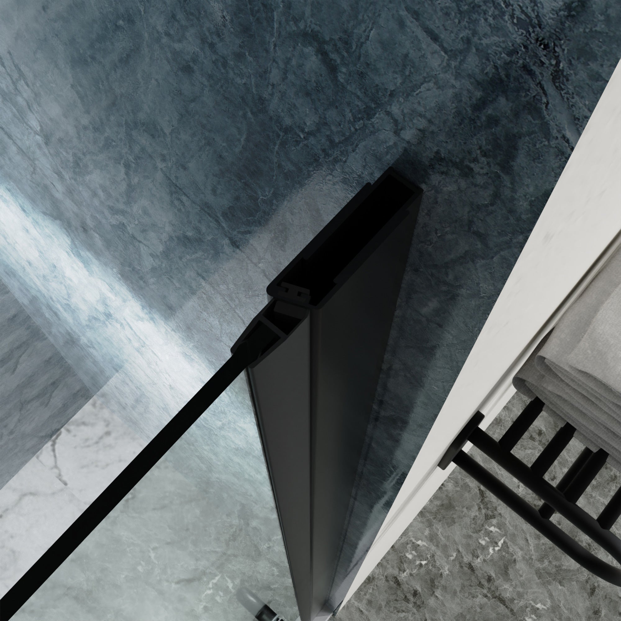 32 to 33-3/8 in. W x 72 in. H Semi-Frameless Pivot Shower Door in Matte Black