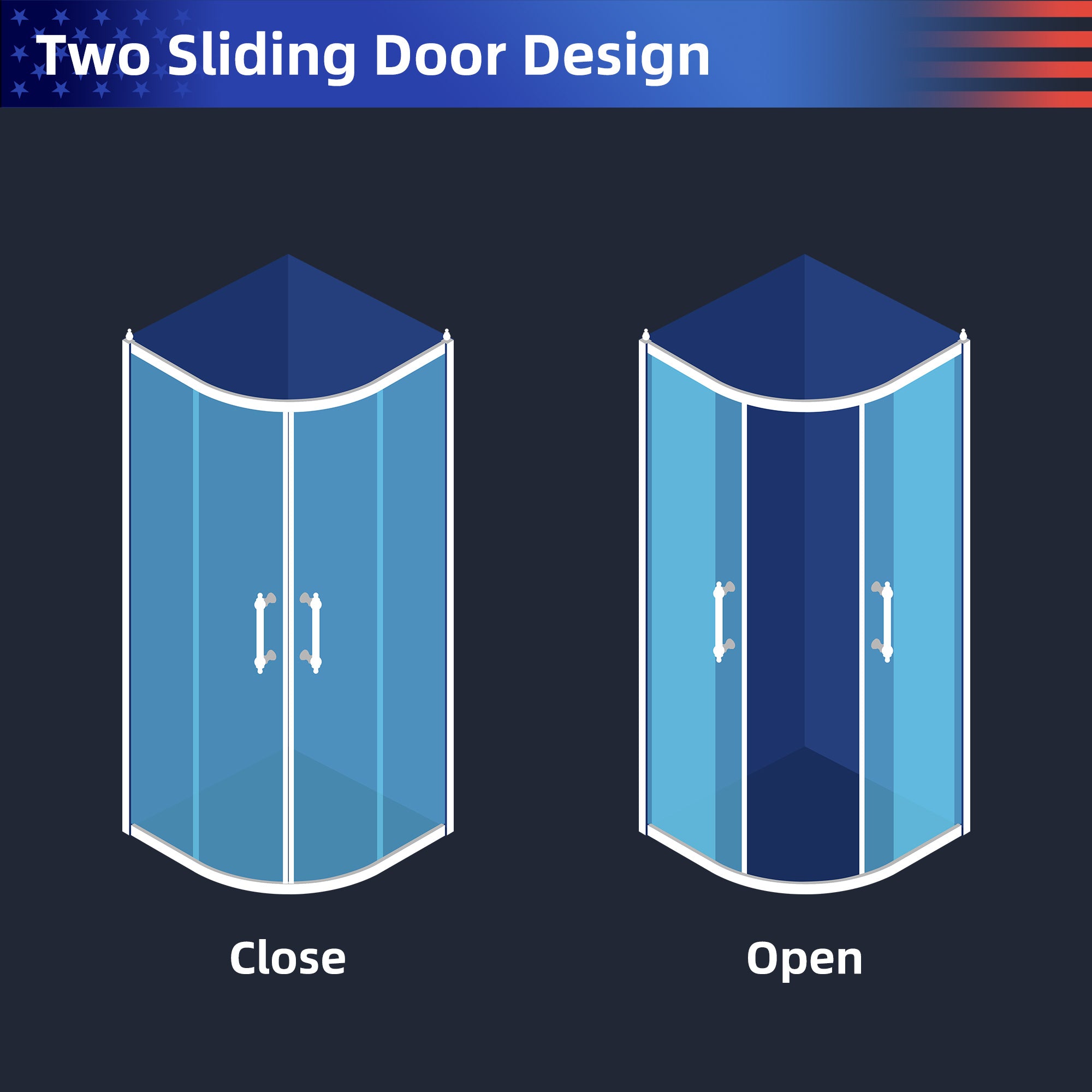 36" x 75" Semi-Frameless Round Sliding Shower Enclosure in Chrome