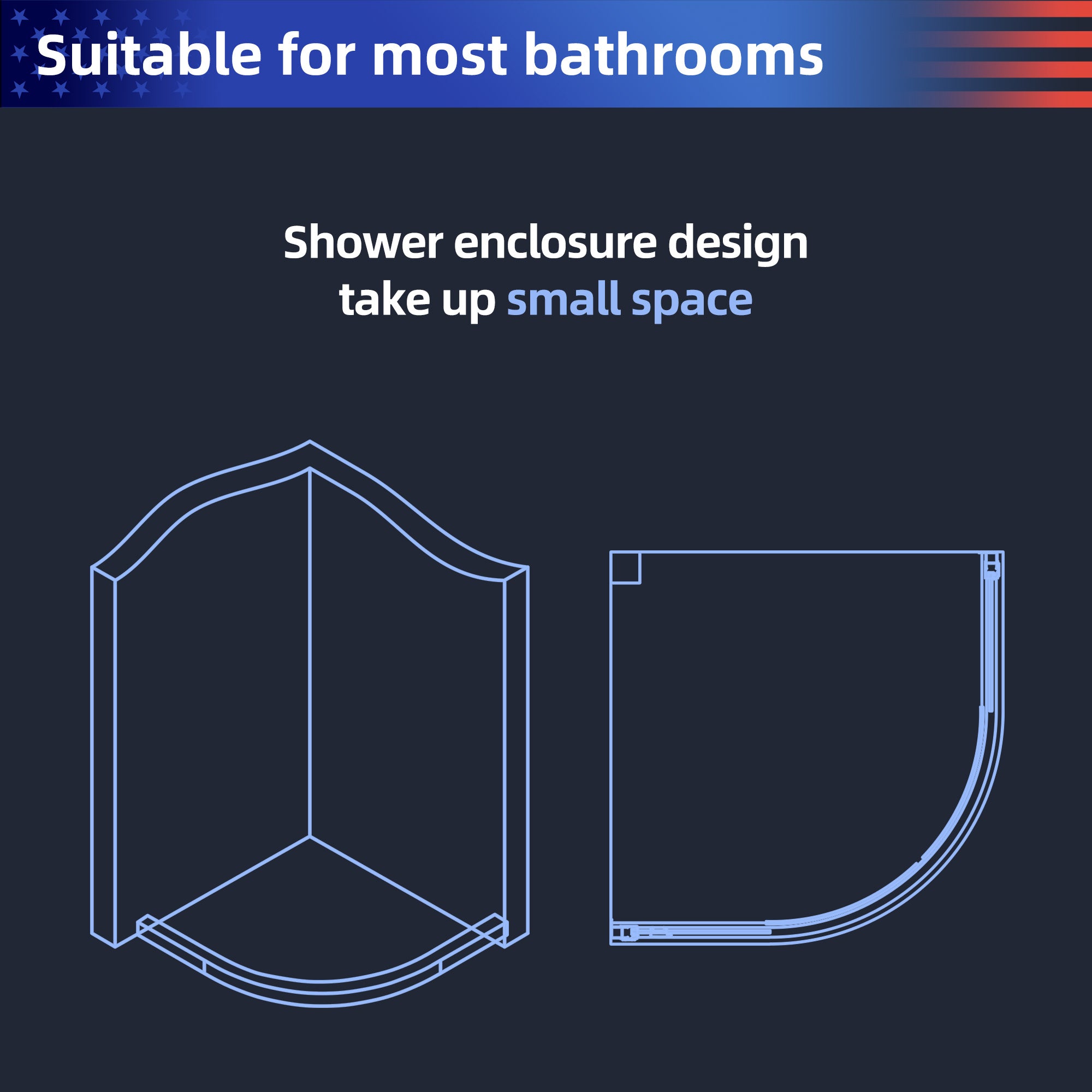 36" x 75" Semi-Frameless Round Sliding Shower Enclosure in Chrome