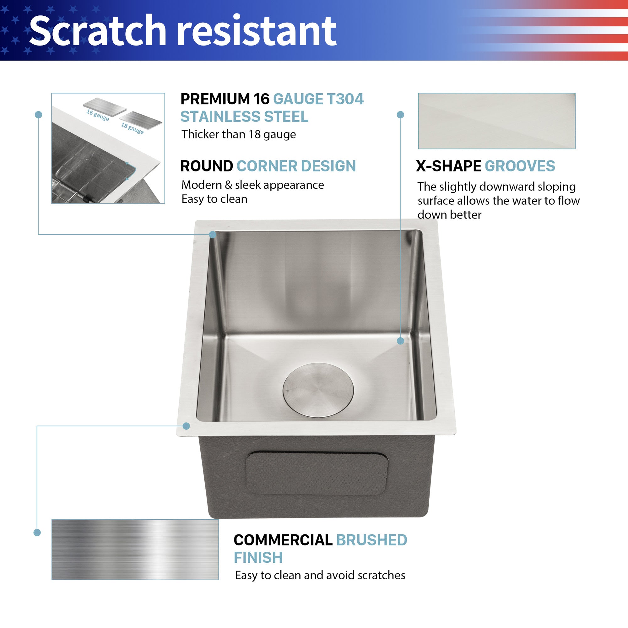 Undermount Single Bowl Stainless Steel Kitchen Sink