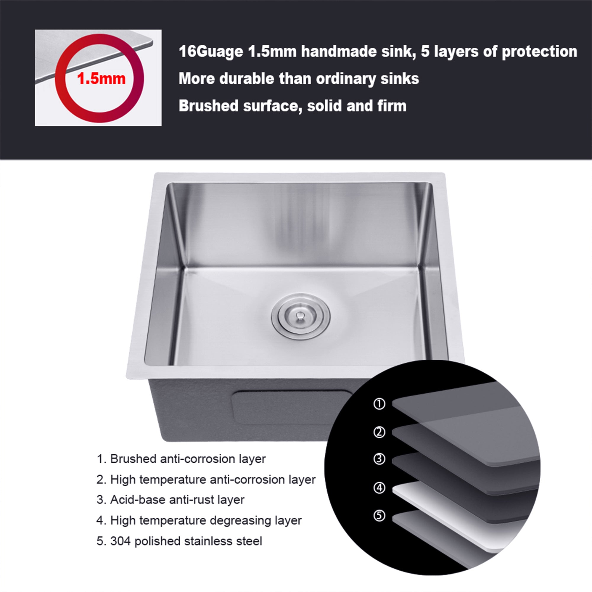 Undermount Single Bowl Stainless Steel Kitchen Sink