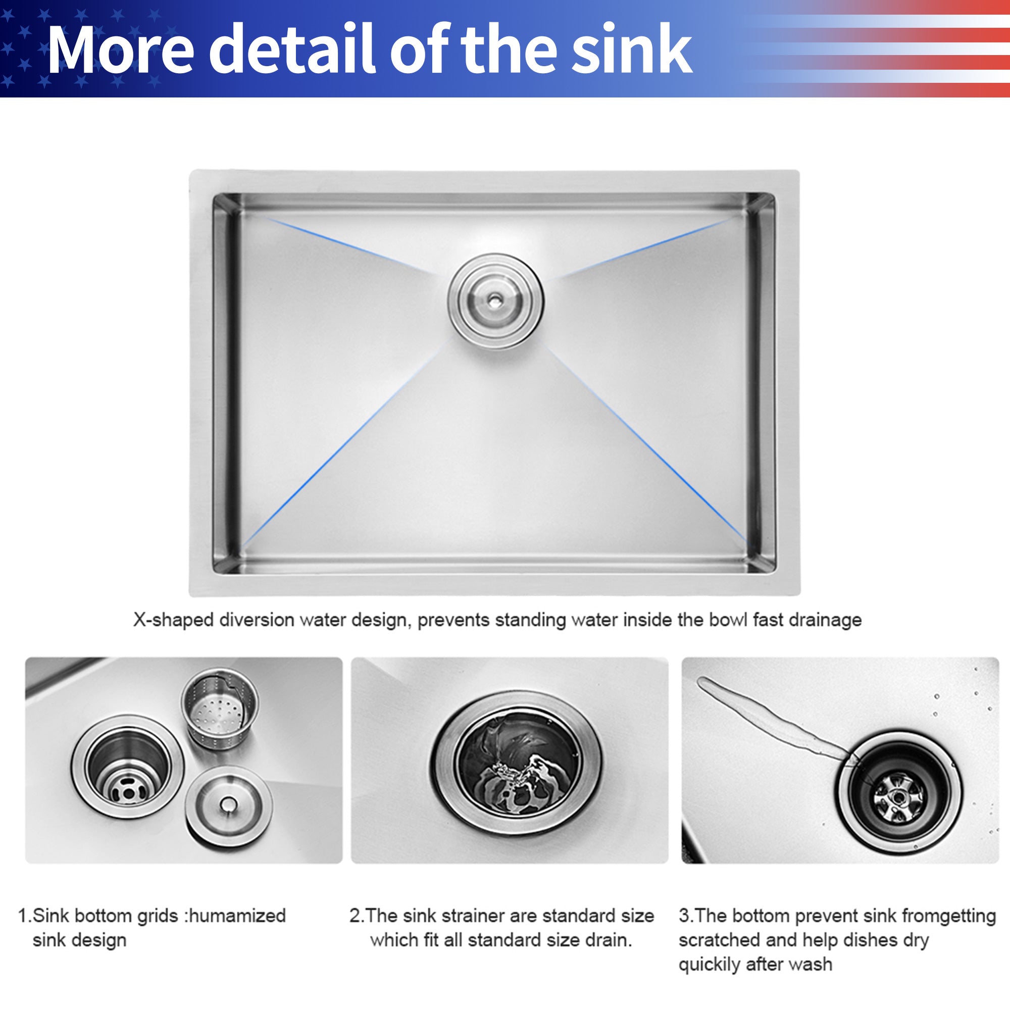 Undermount Single Bowl Stainless Steel Kitchen Sink
