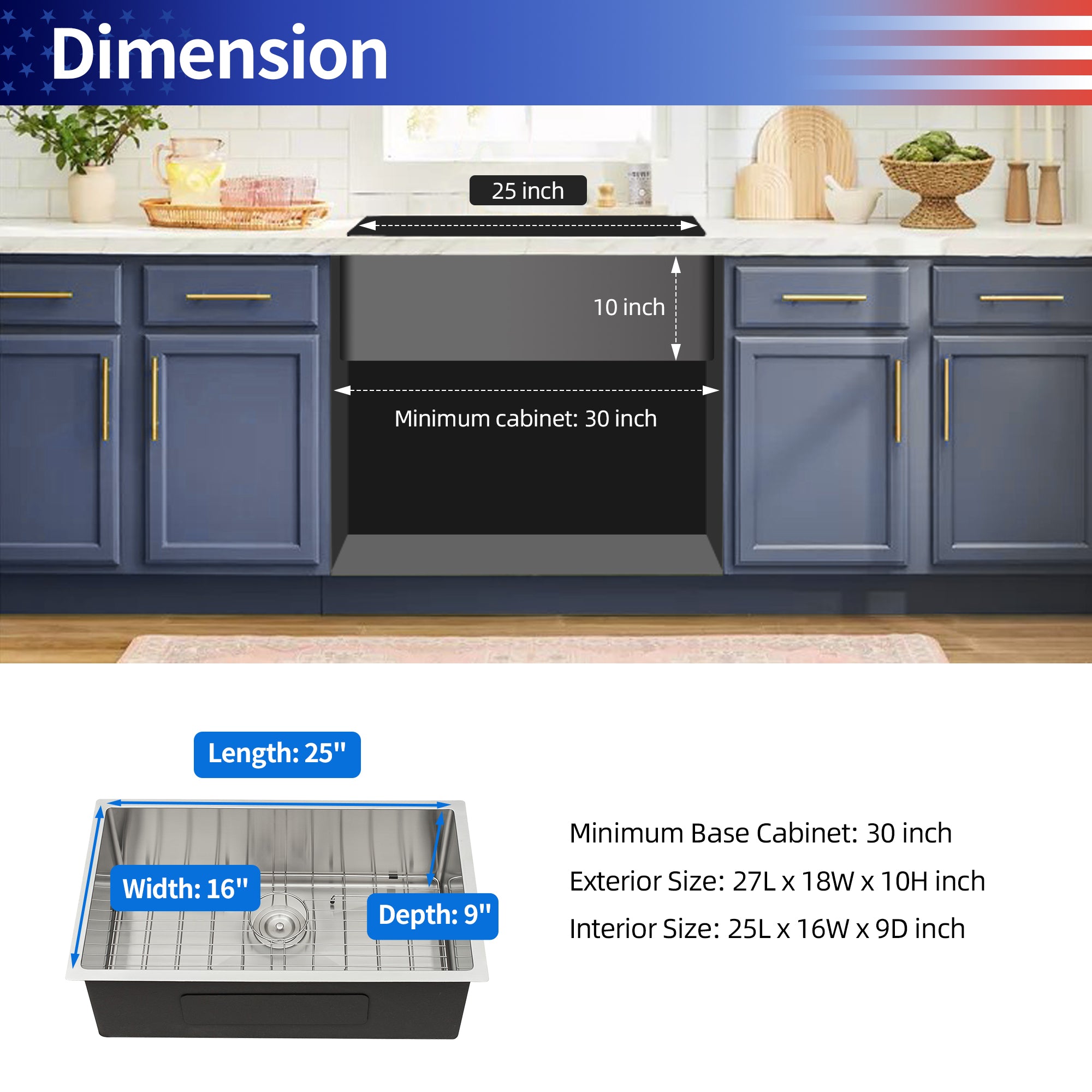 Undermount Single Bowl Stainless Steel Kitchen Sink