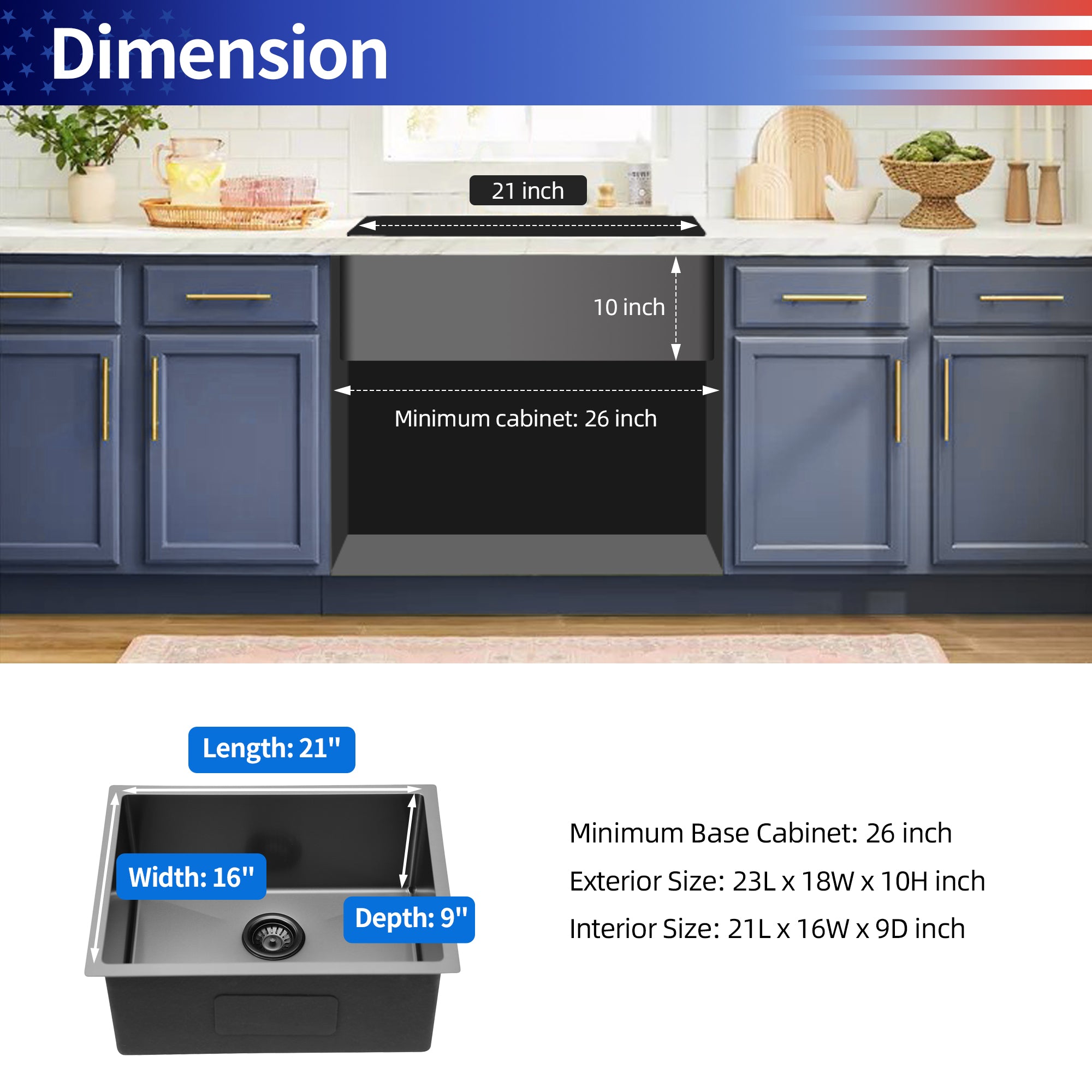 Undermount Single Bowl Stainless Steel Kitchen Sink