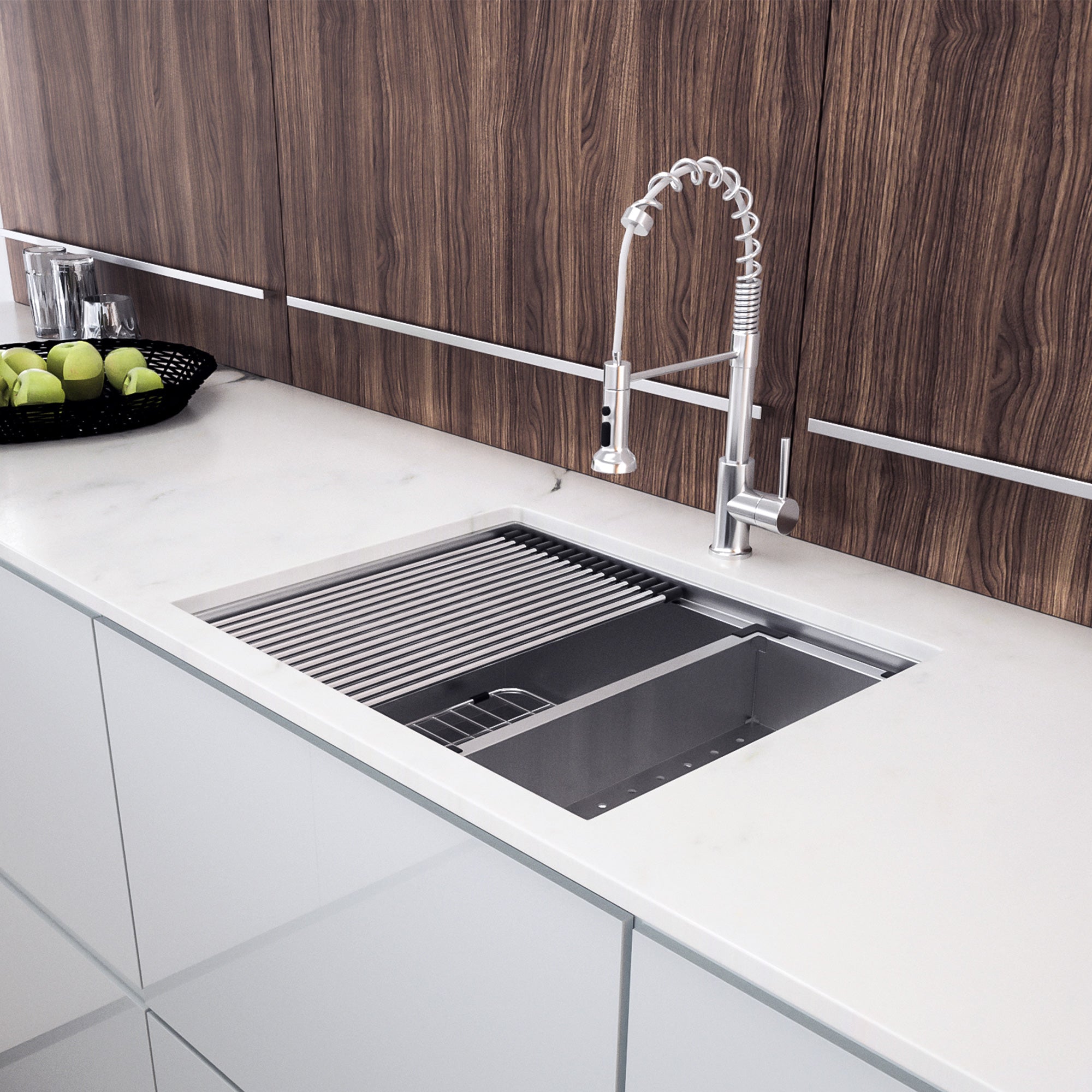 Undermount Single Bowl Stainless Steel Kitchen Sink with Workstation