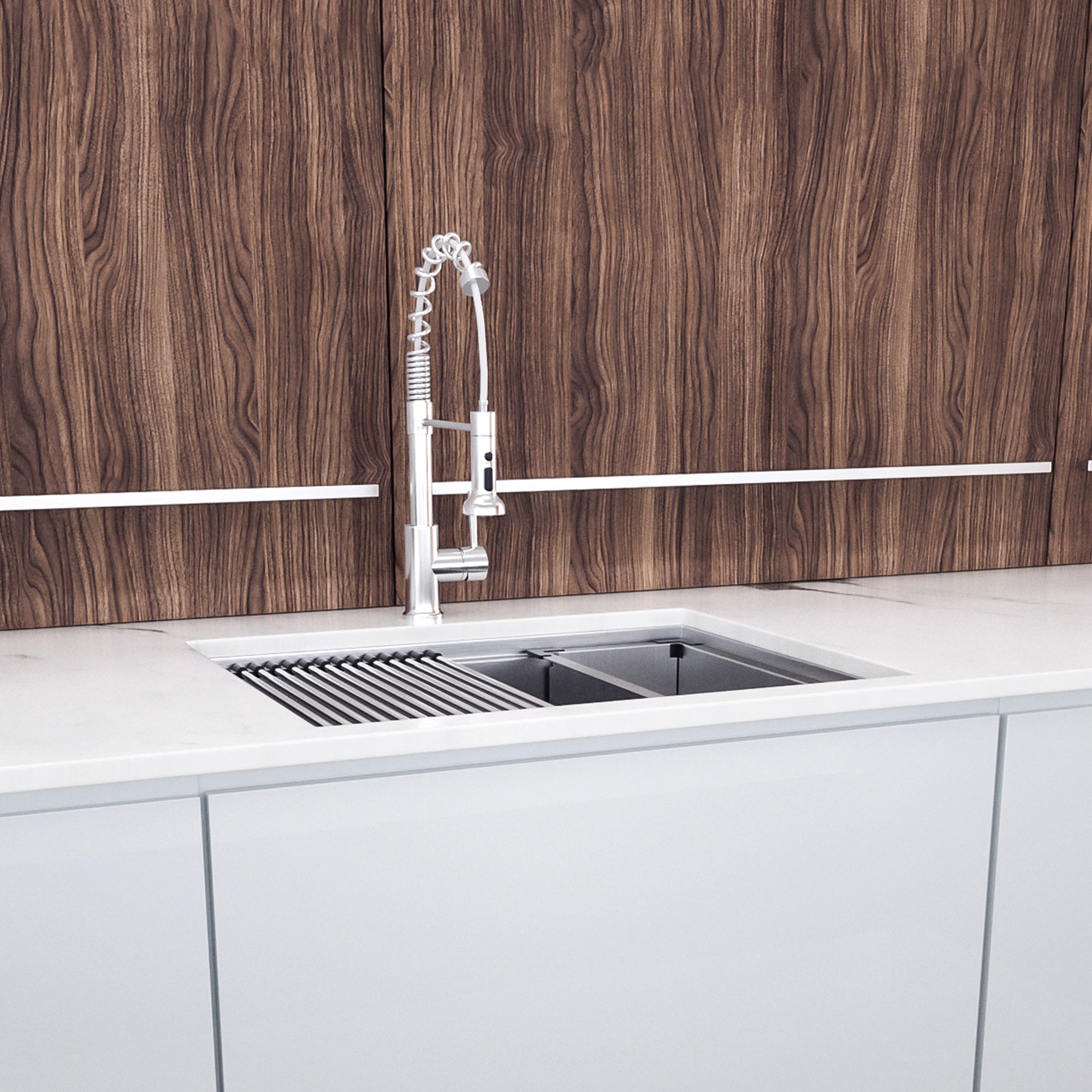 Undermount Single Bowl Stainless Steel Kitchen Sink with Workstation