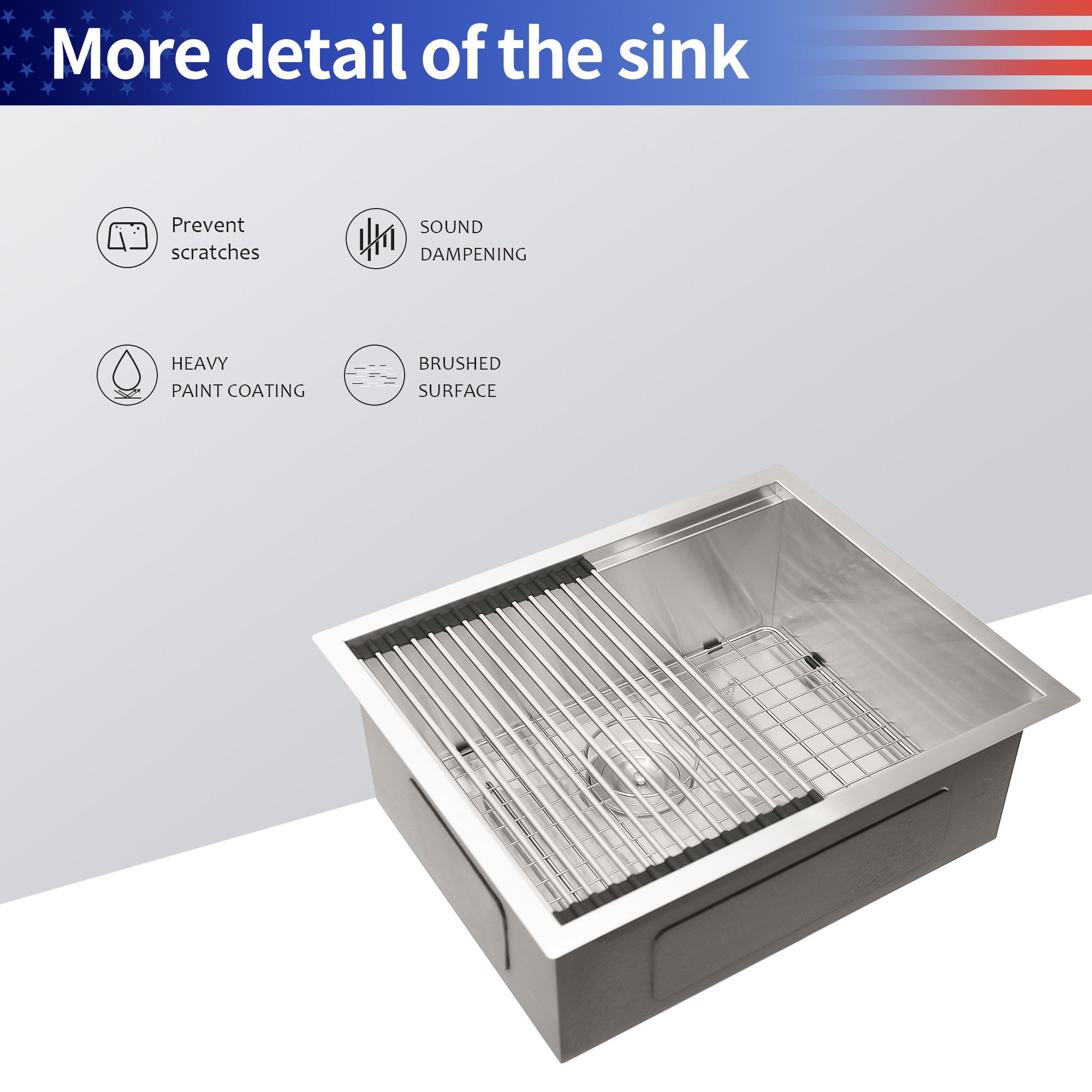 Undermount Single Bowl Stainless Steel Kitchen Sink with Workstation