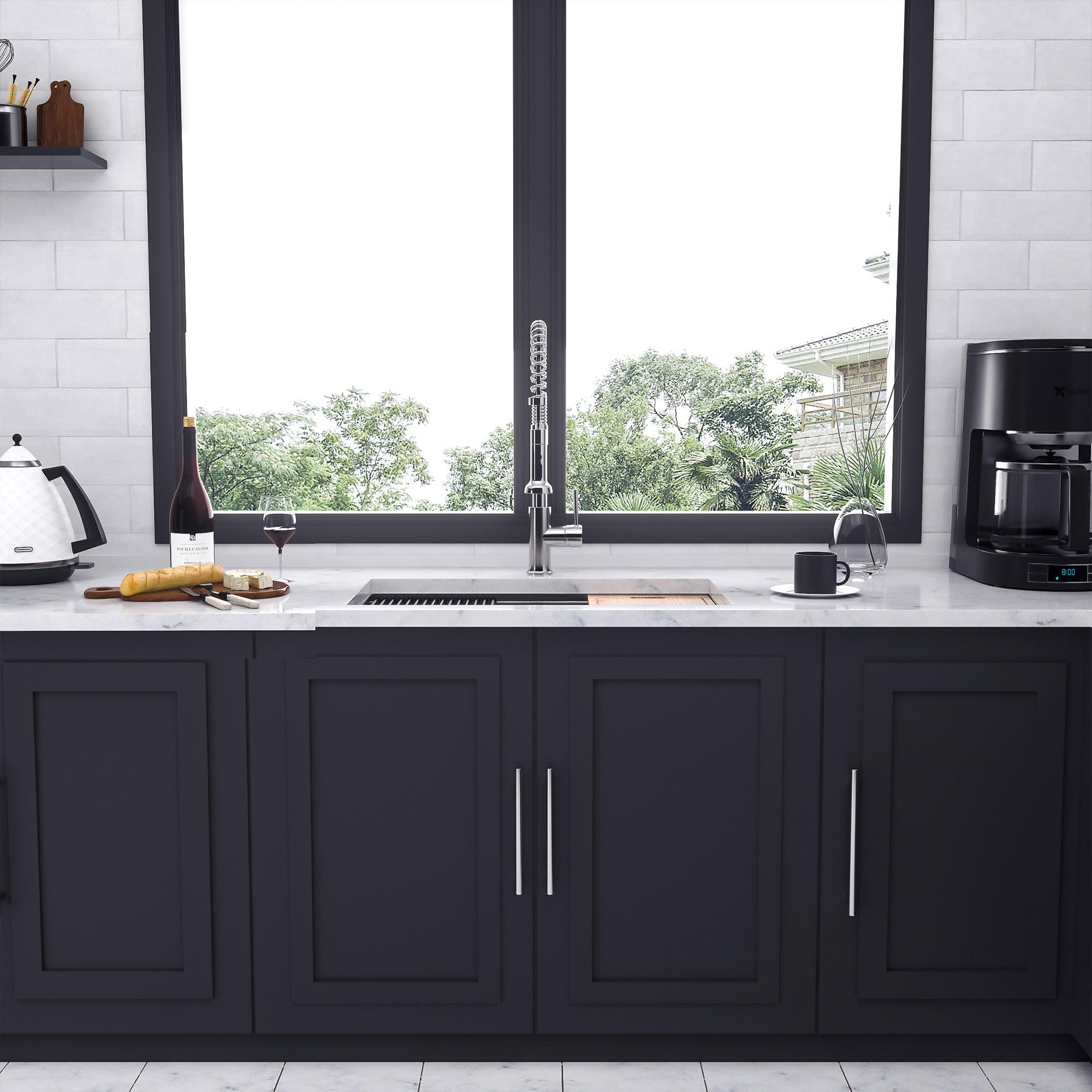 Undermount Single Bowl Stainless Steel Kitchen Sink with Workstation