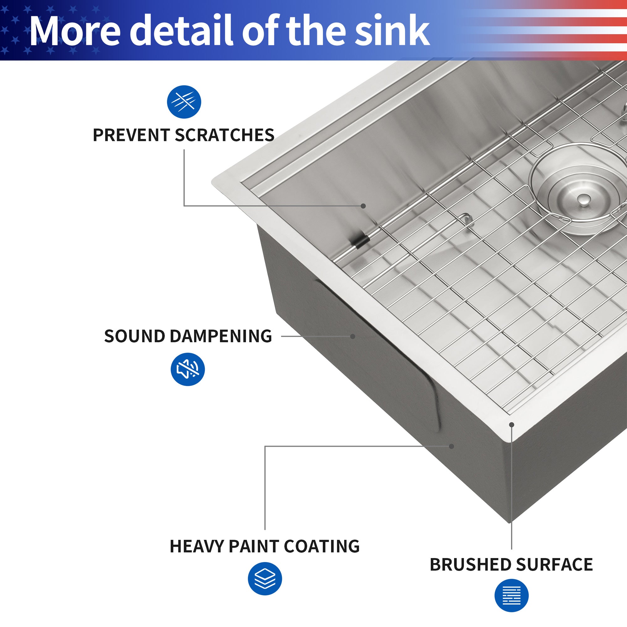 Undermount Single Bowl Stainless Steel Kitchen Sink with Workstation