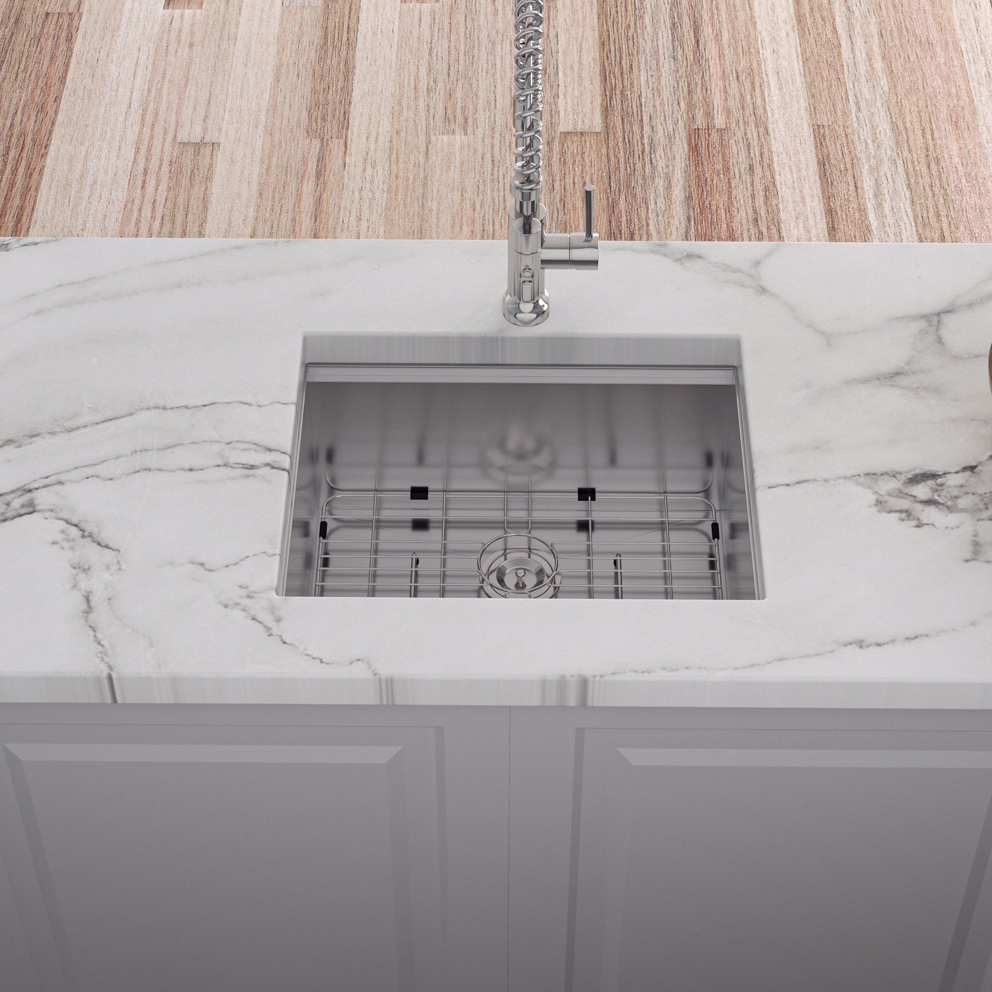 Undermount Single Bowl Stainless Steel Kitchen Sink with Workstation