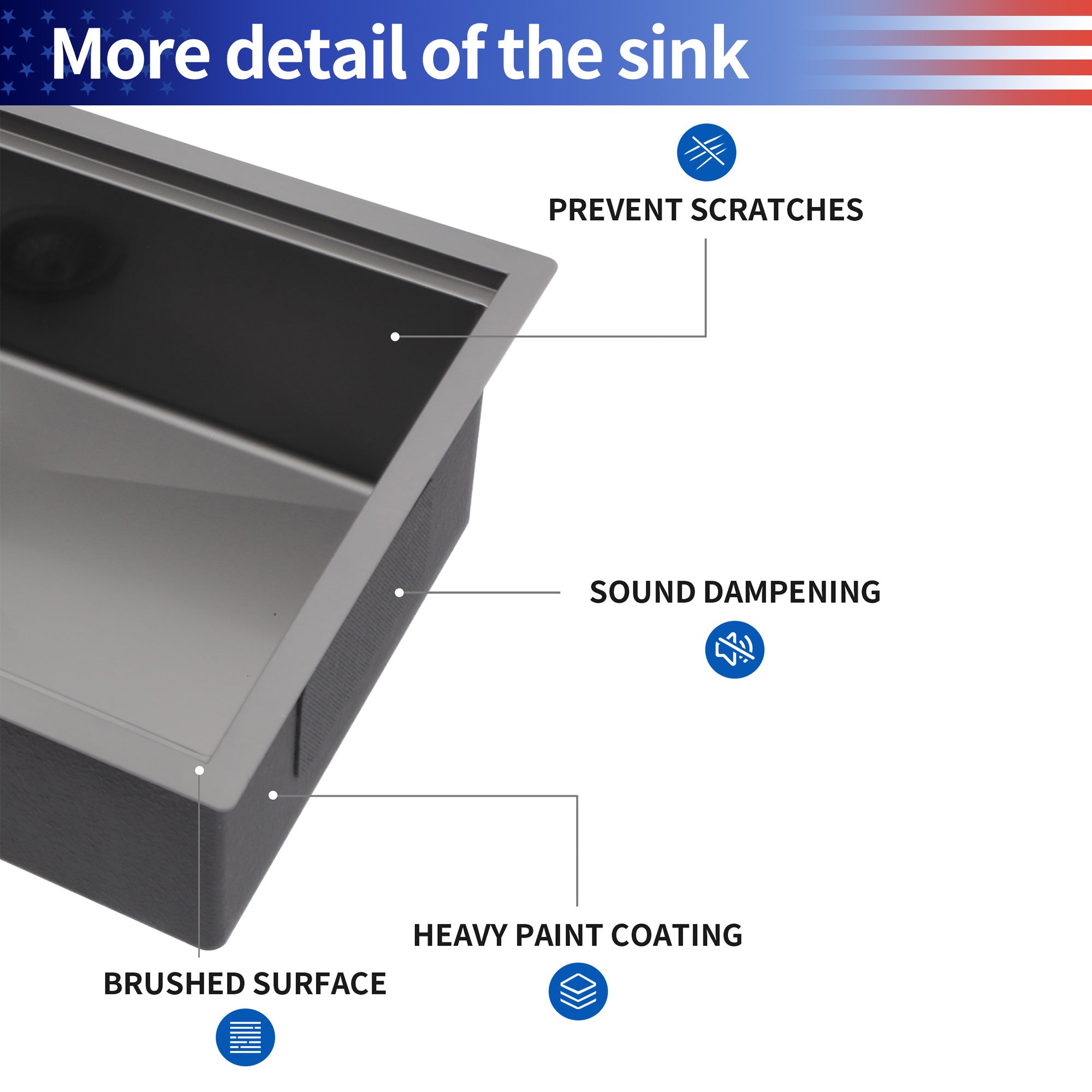 Undermount Single Bowl Stainless Steel Kitchen Sink with Workstation