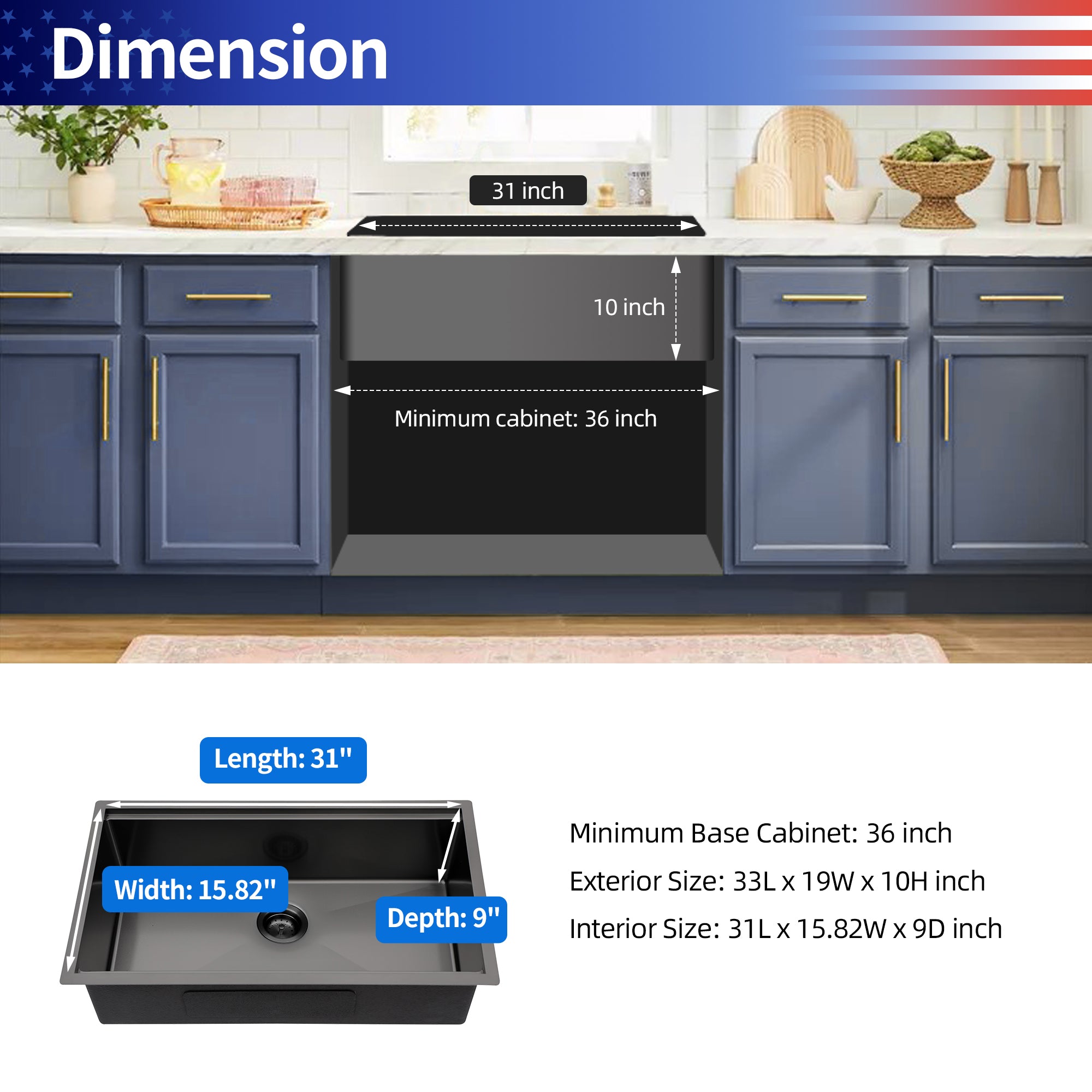 Undermount Single Bowl Stainless Steel Kitchen Sink with Workstation