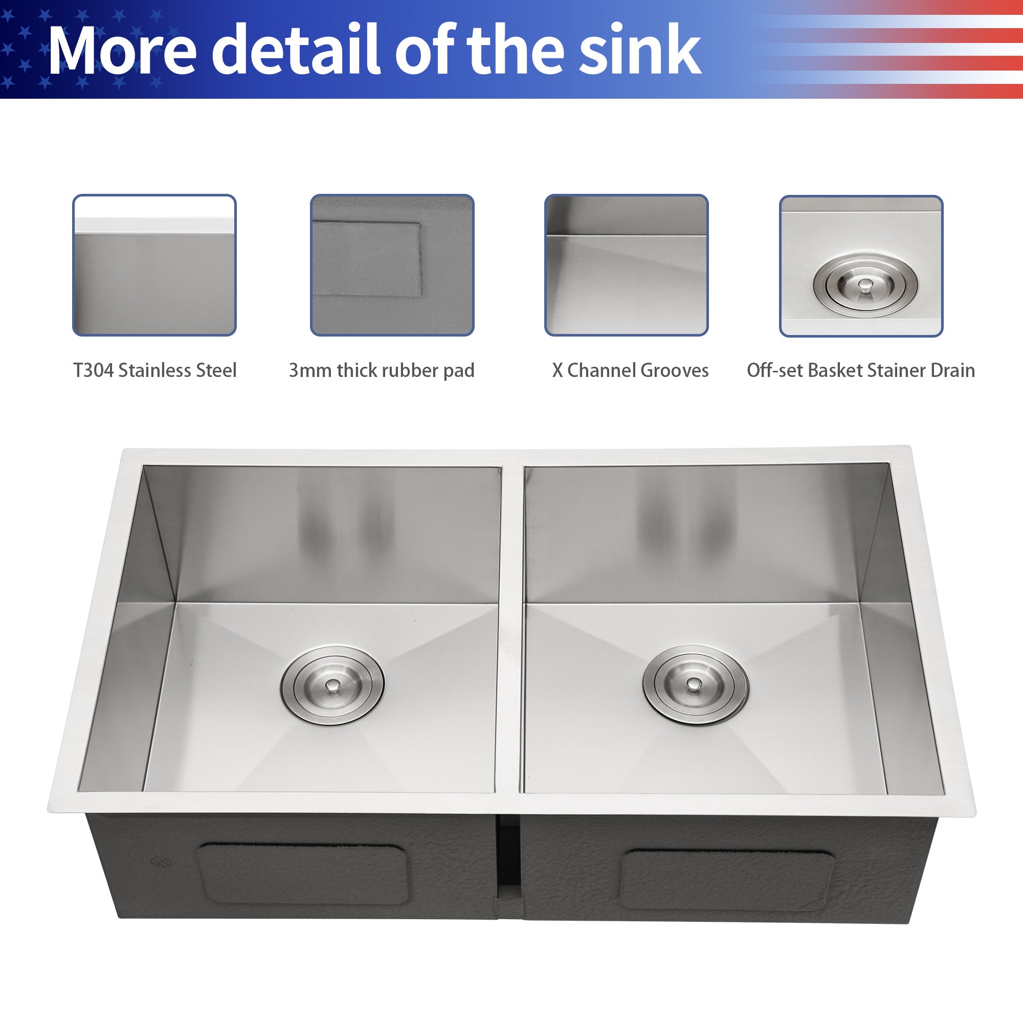 Undermount Double Bowl Stainless Steel Kitchen Sink