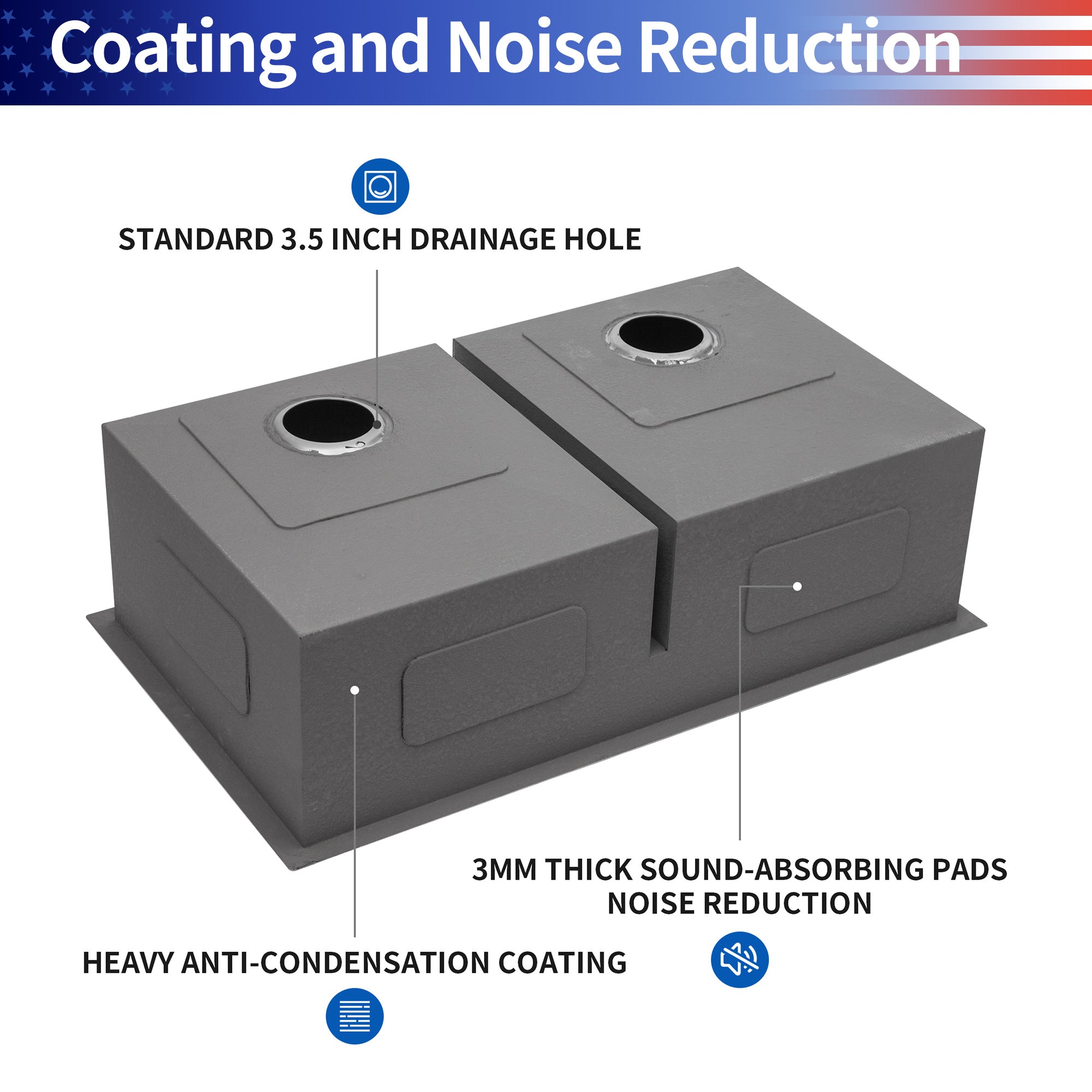 Undermount Double Bowl Stainless Steel Kitchen Sink