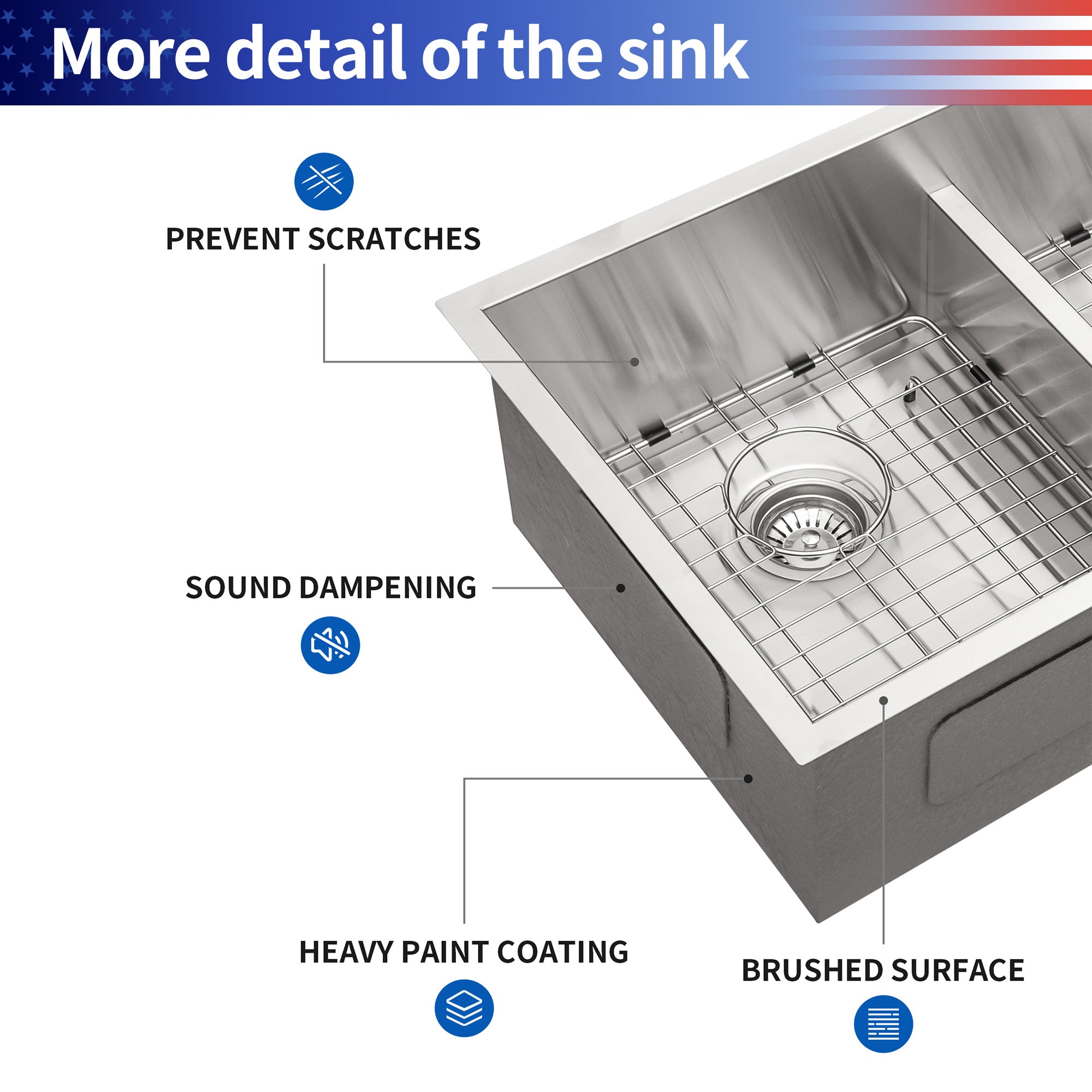 Undermount Double Bowl Stainless Steel Kitchen Sink