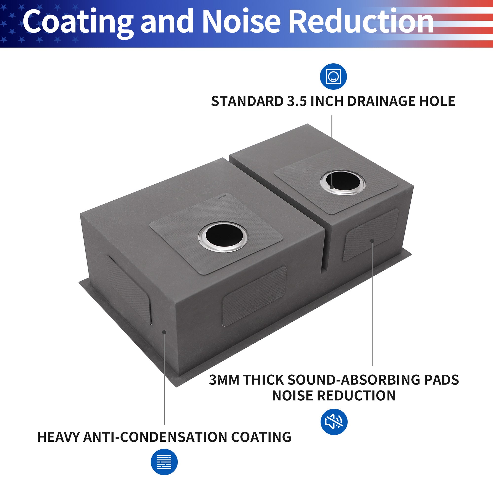 Undermount Double Bowl Stainless Steel Kitchen Sink