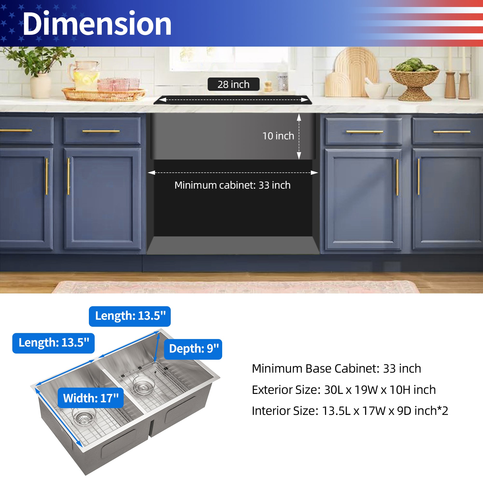 Undermount Double Bowl Stainless Steel Kitchen Sink