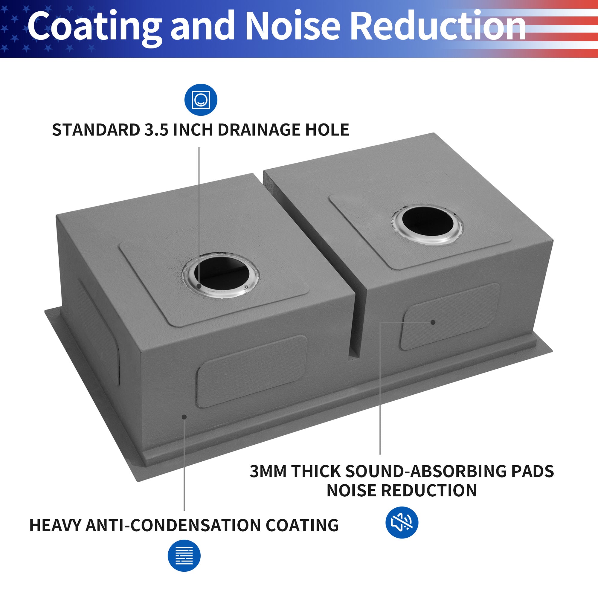 Undermount Double Bowl Stainless Steel Kitchen Sink with Workstation
