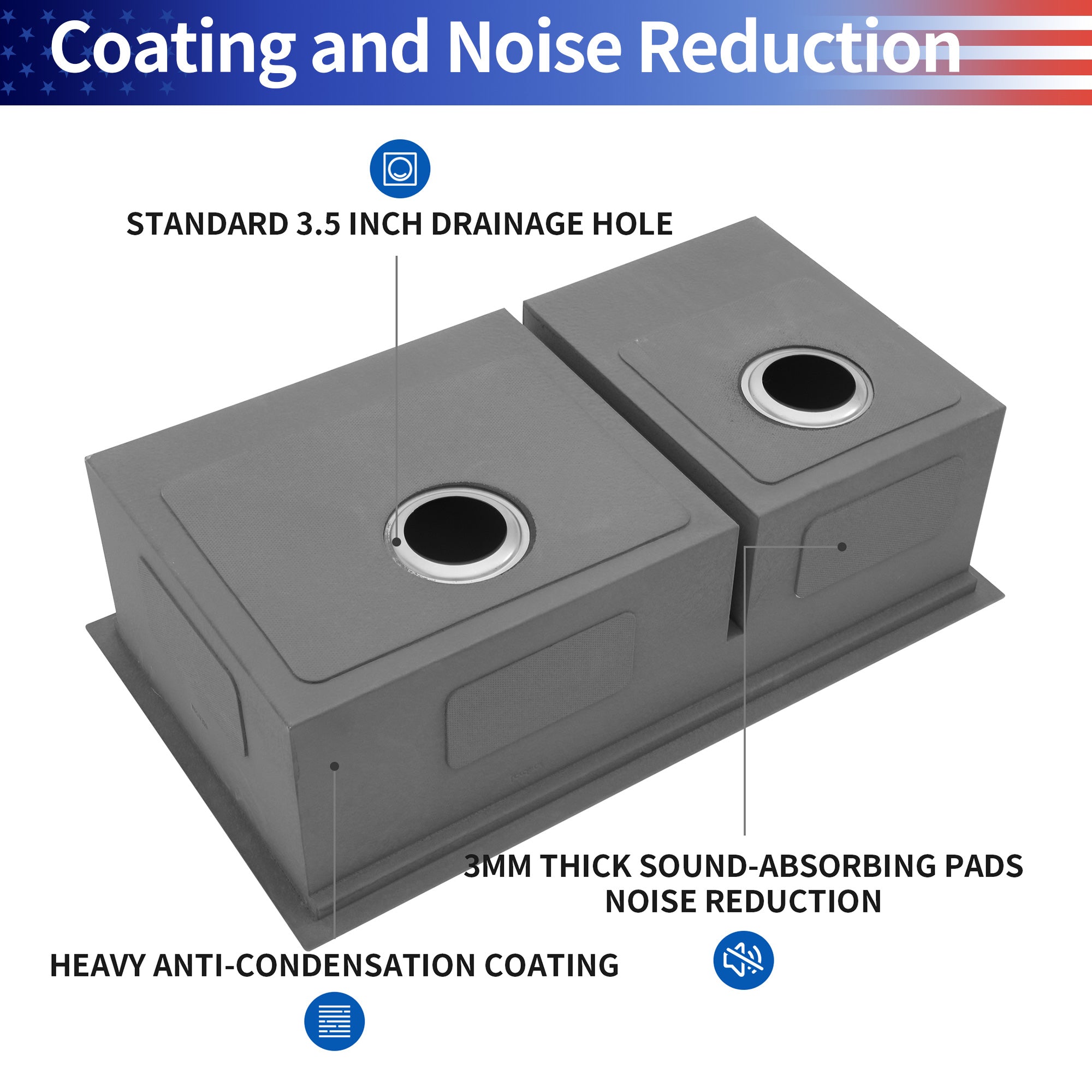 Undermount Double Bowl Stainless Steel Kitchen Sink with Workstation