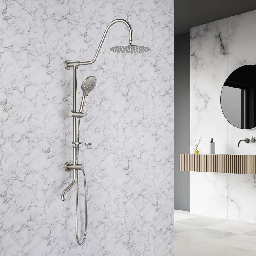 Shower system with Rain Shower Head Handheld Shower and Water Spout