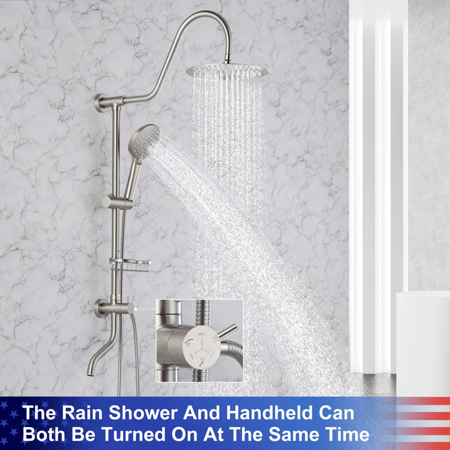 Shower system with Rain Shower Head Handheld Shower and Water Spout