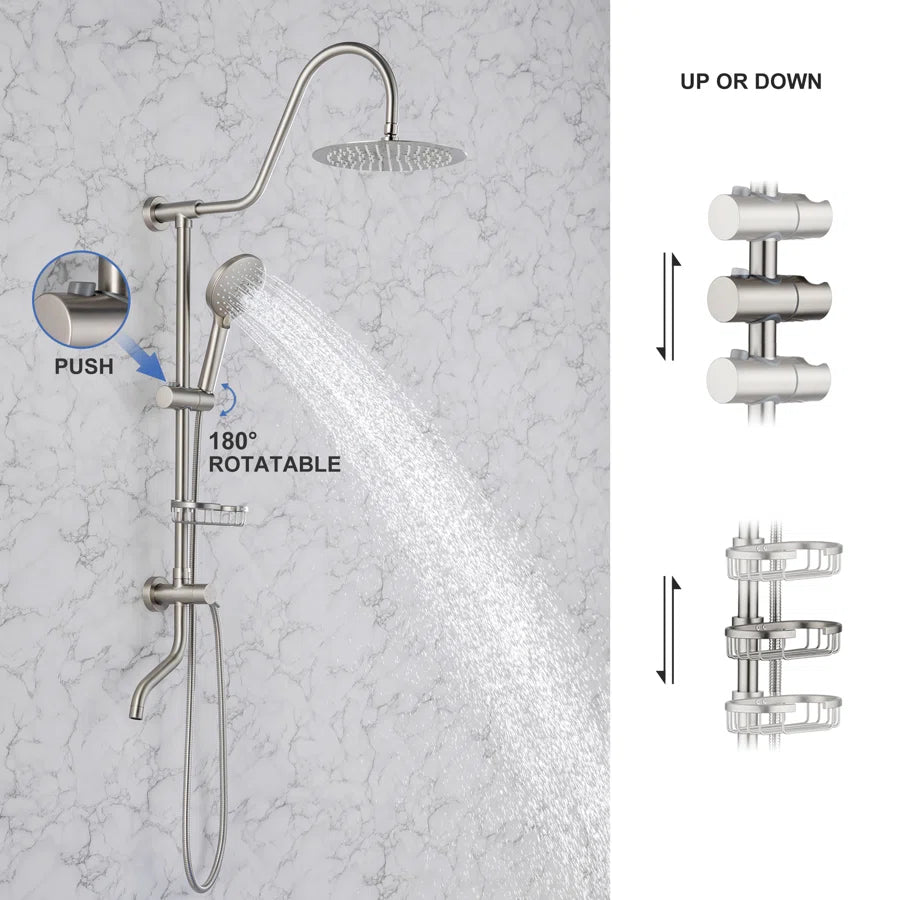 Shower system with Rain Shower Head Handheld Shower and Water Spout