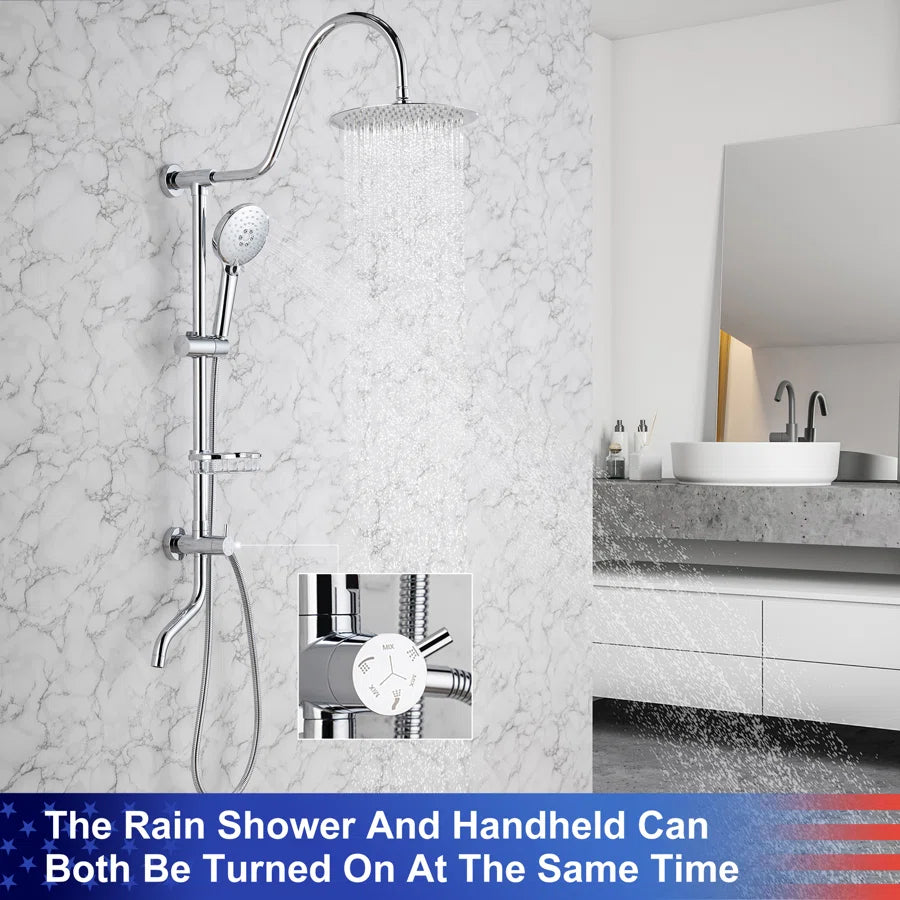 Shower system with Rain Shower Head Handheld Shower and Water Spout