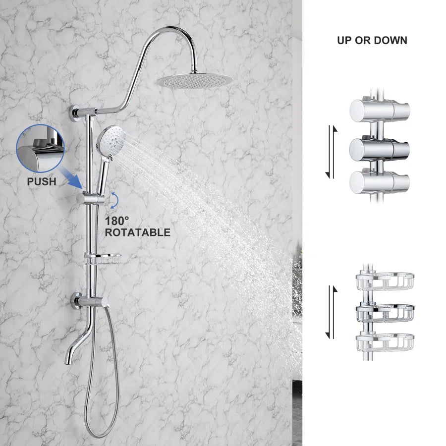 Shower system with Rain Shower Head Handheld Shower and Water Spout