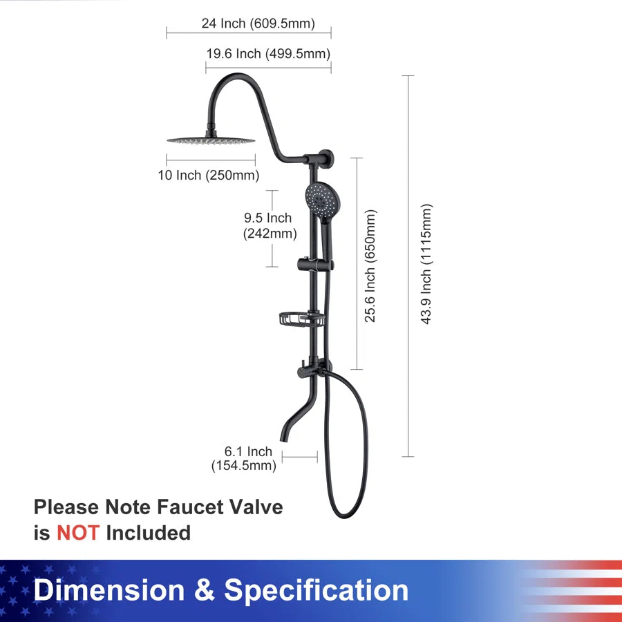 Shower system with Rain Shower Head Handheld Shower and Water Spout