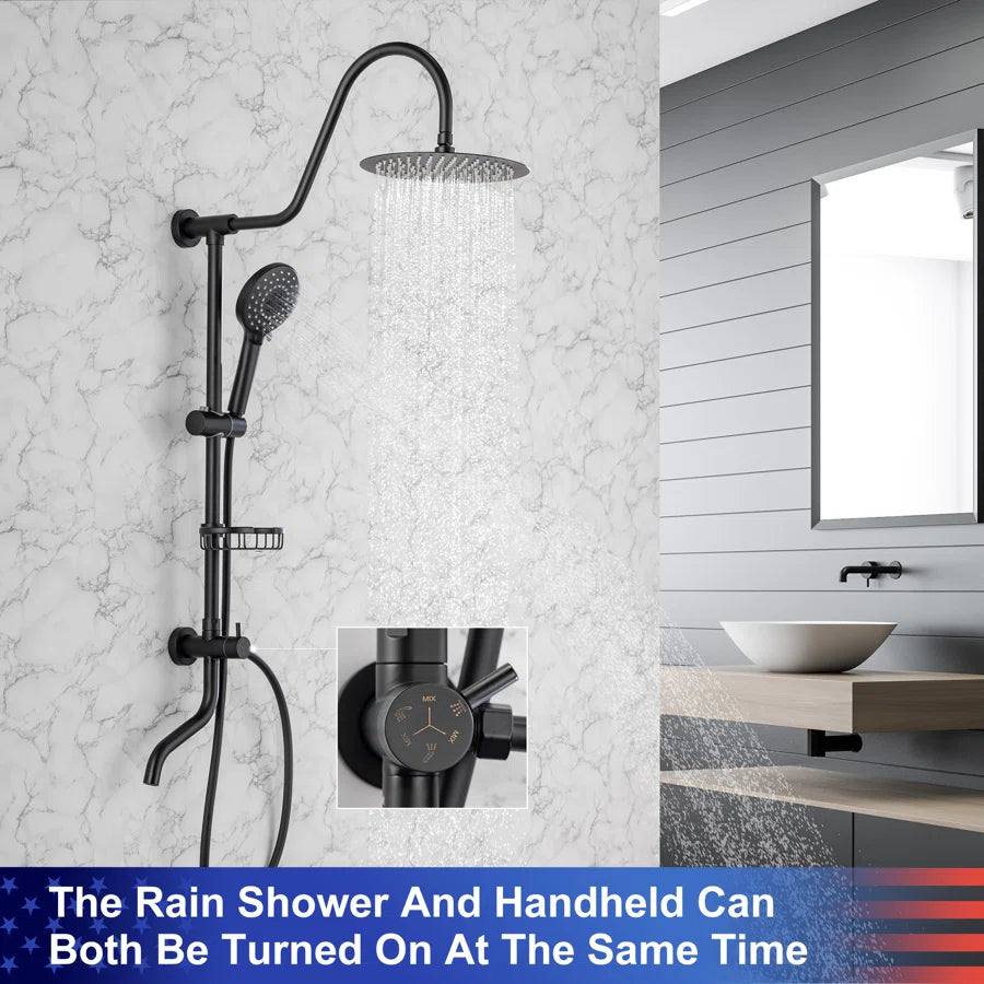 Shower system with Rain Shower Head Handheld Shower and Water Spout