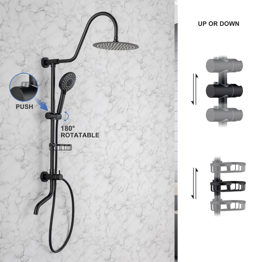 Shower system with Rain Shower Head Handheld Shower and Water Spout