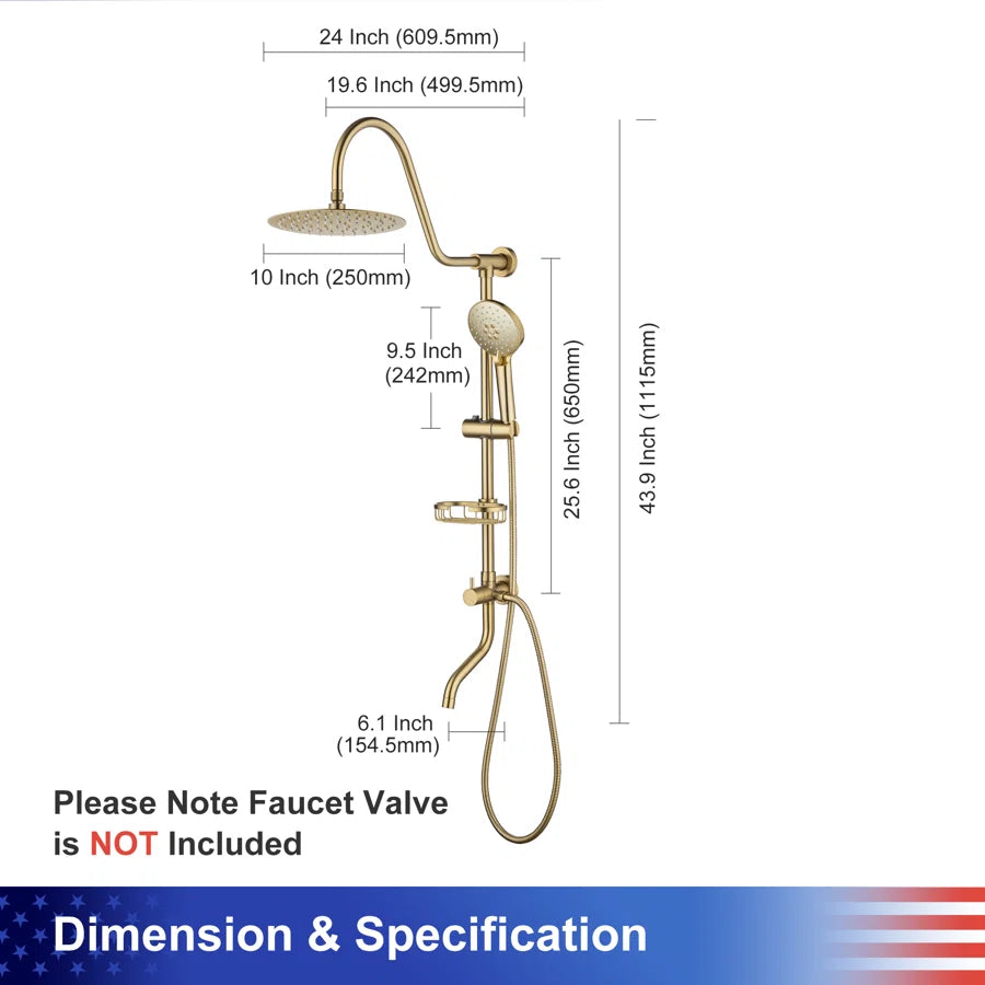 Shower system with Rain Shower Head Handheld Shower and Water Spout