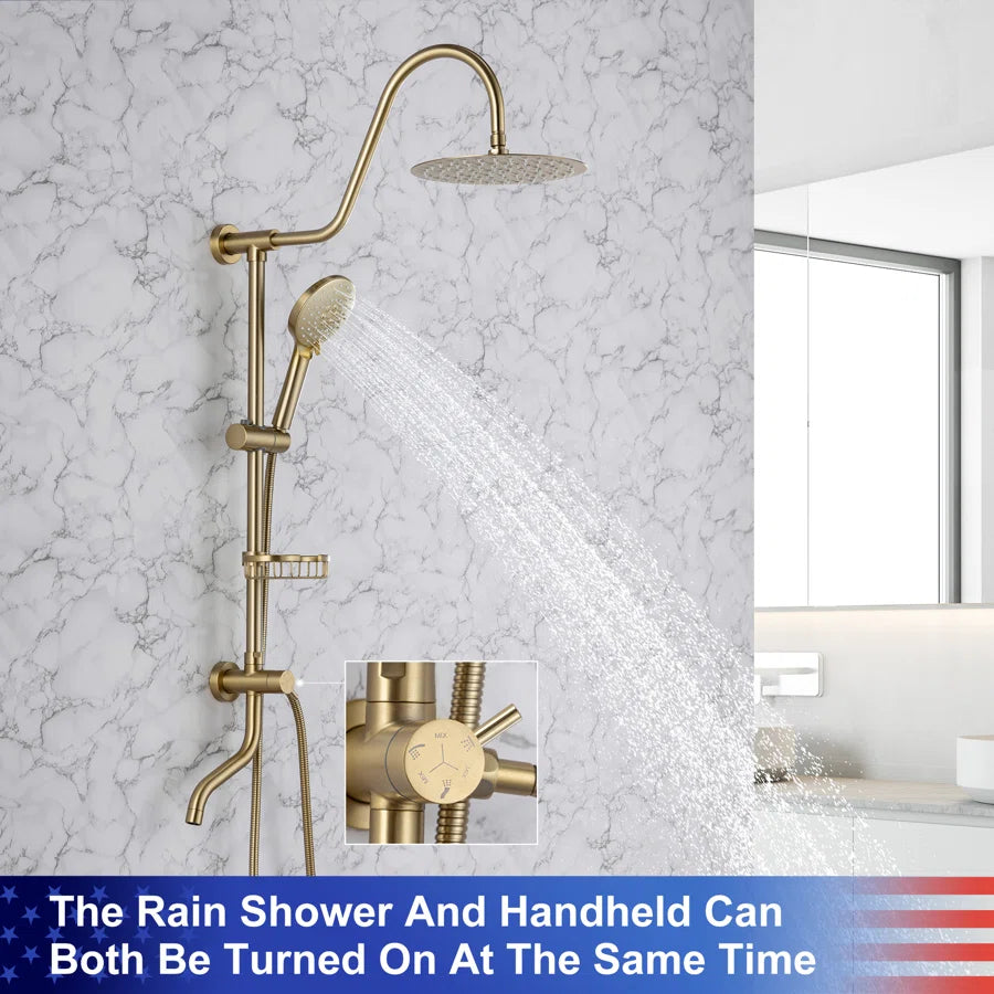 Shower system with Rain Shower Head Handheld Shower and Water Spout