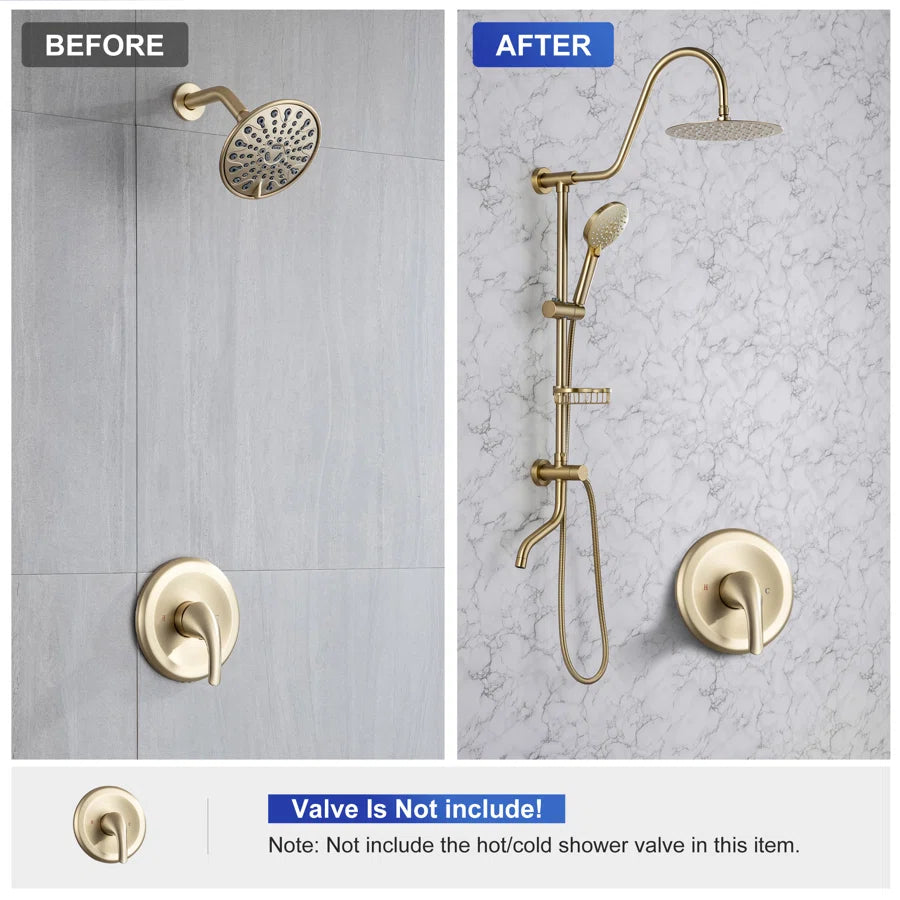 Shower system with Rain Shower Head Handheld Shower and Water Spout