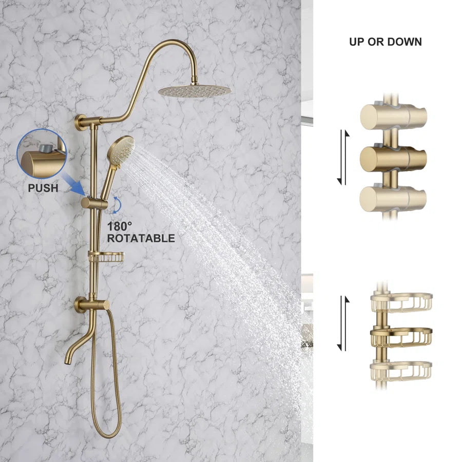 Shower system with Rain Shower Head Handheld Shower and Water Spout