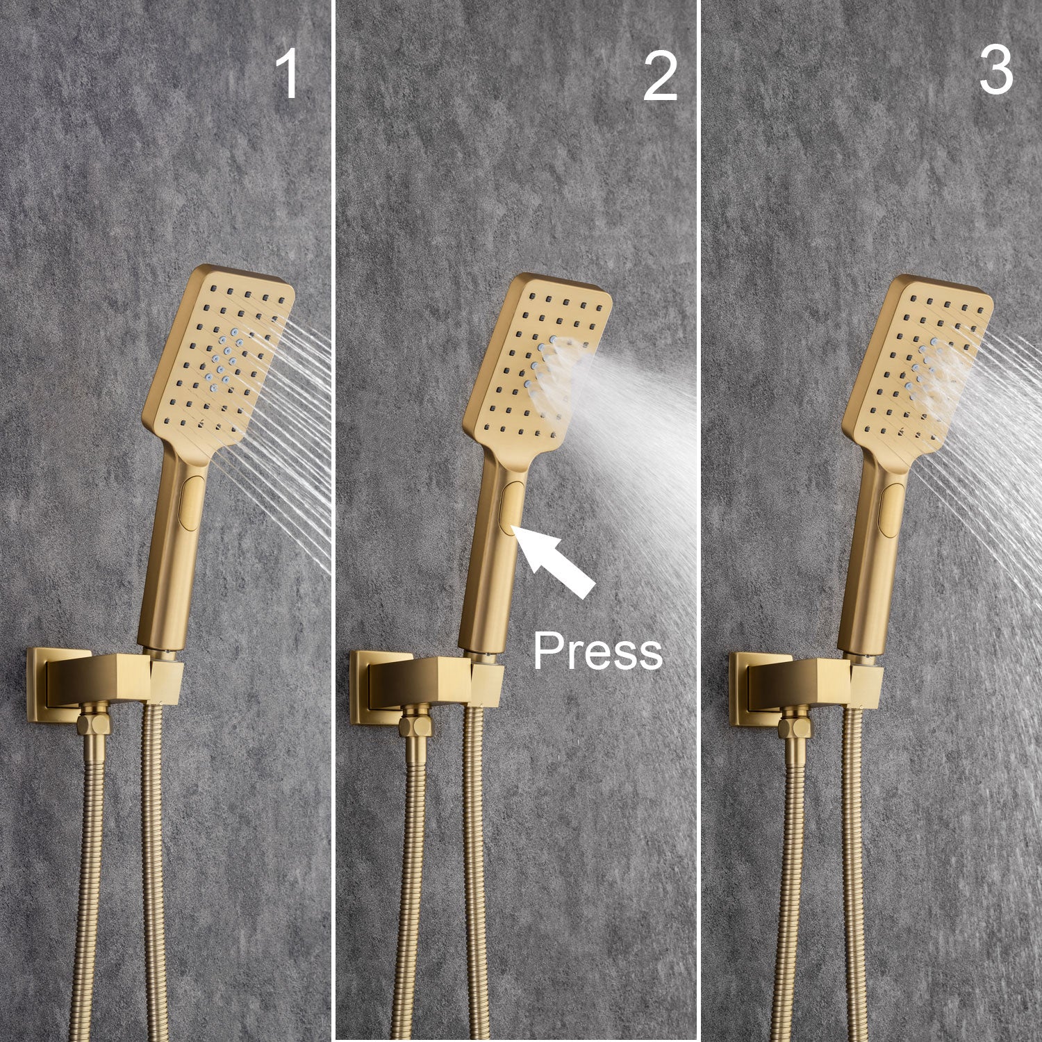 12" Shower Head 2-way Wall-Mount Square Shower Faucet with Rough in-Valve