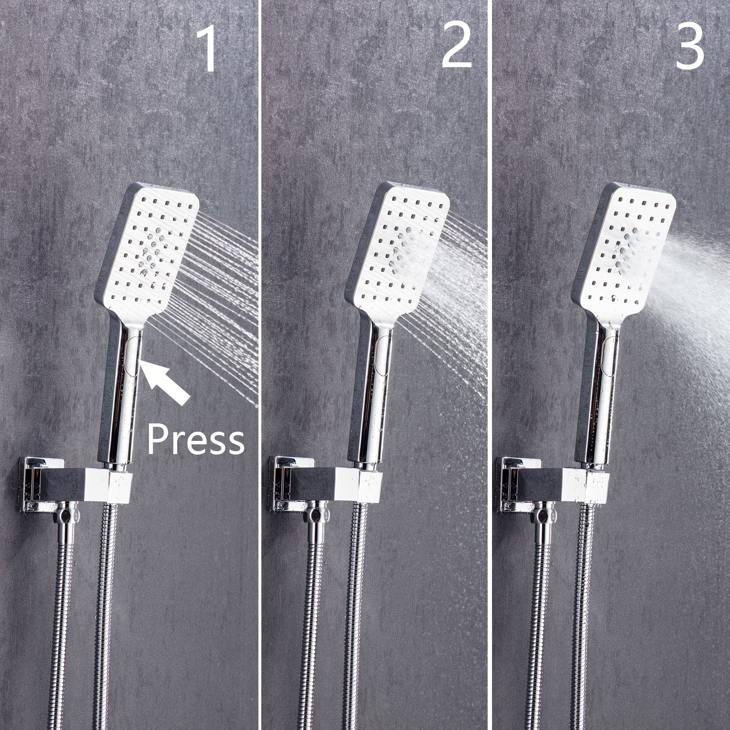 12" Shower Head 3-way Wall-Mount Square Shower Faucet with Rough-in Valve