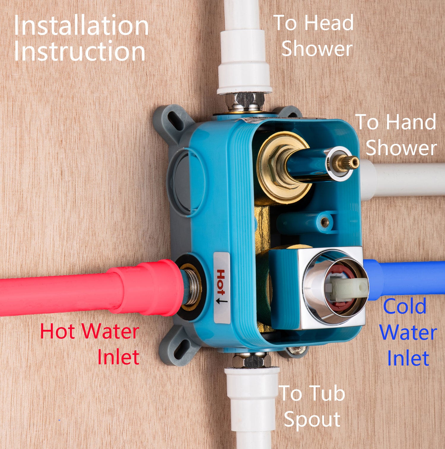 12" Shower Head 3-way Wall-Mount Square Shower Faucet with Rough-in Valve