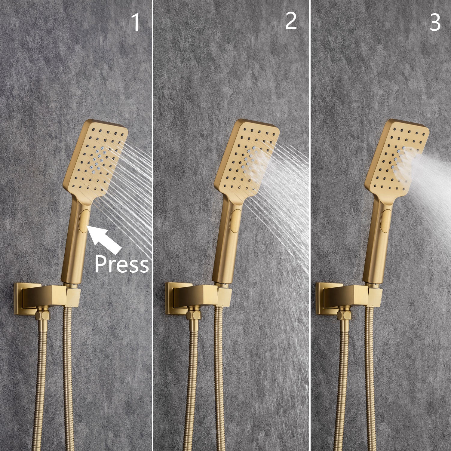 12" Shower Head 3-way Wall-Mount Square Shower Faucet with Rough-in Valve