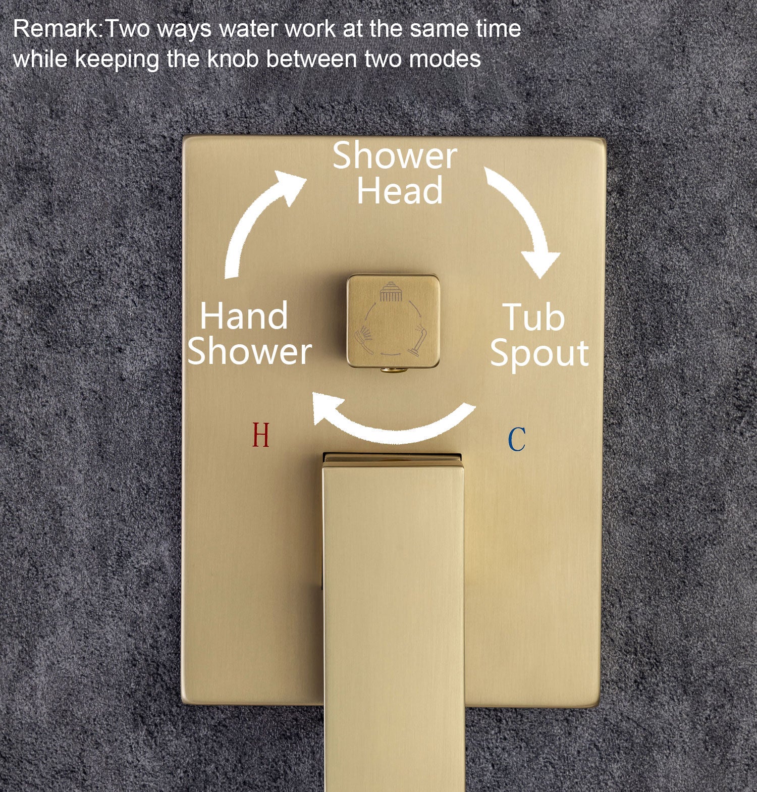 12" Shower Head 3-way Wall-Mount Square Shower Faucet with Rough-in Valve