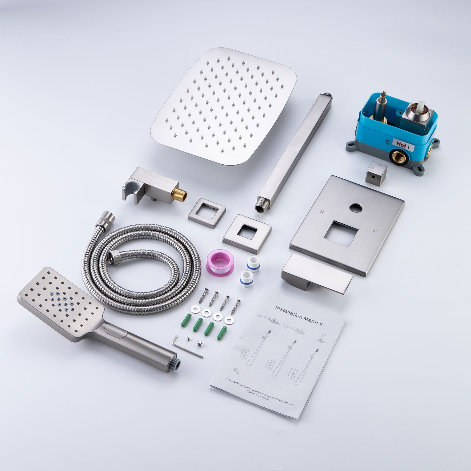 12" Wall Mount Complete Shower System with Rough-in Valve