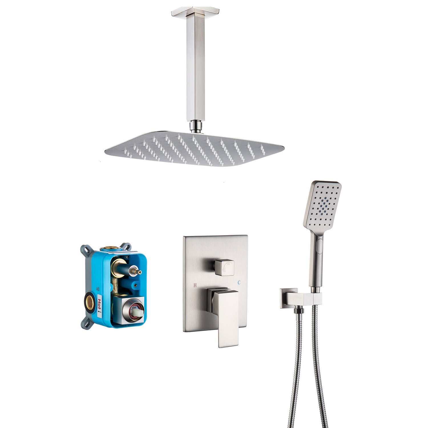 12" Wall Mount Complete Shower System with Rough-in Valve