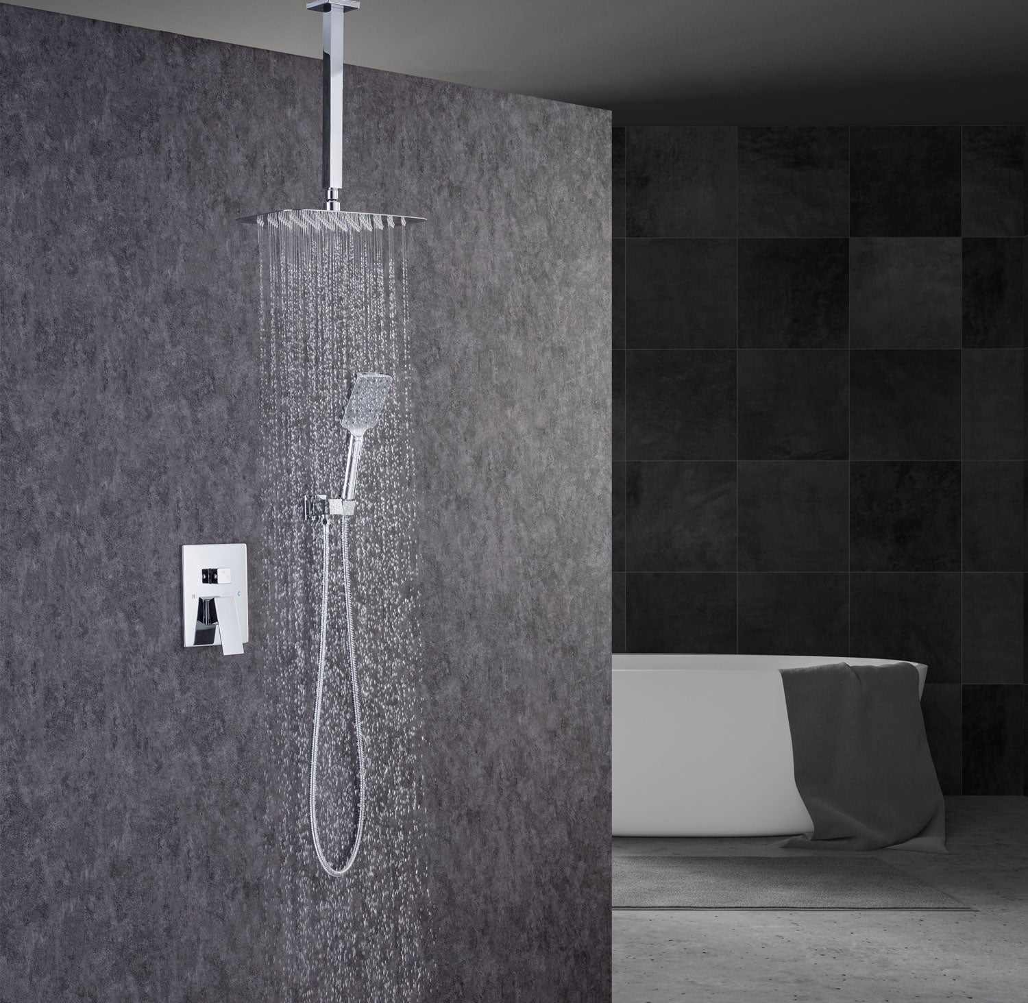 12" Wall Mount Complete Shower System with Rough-in Valve