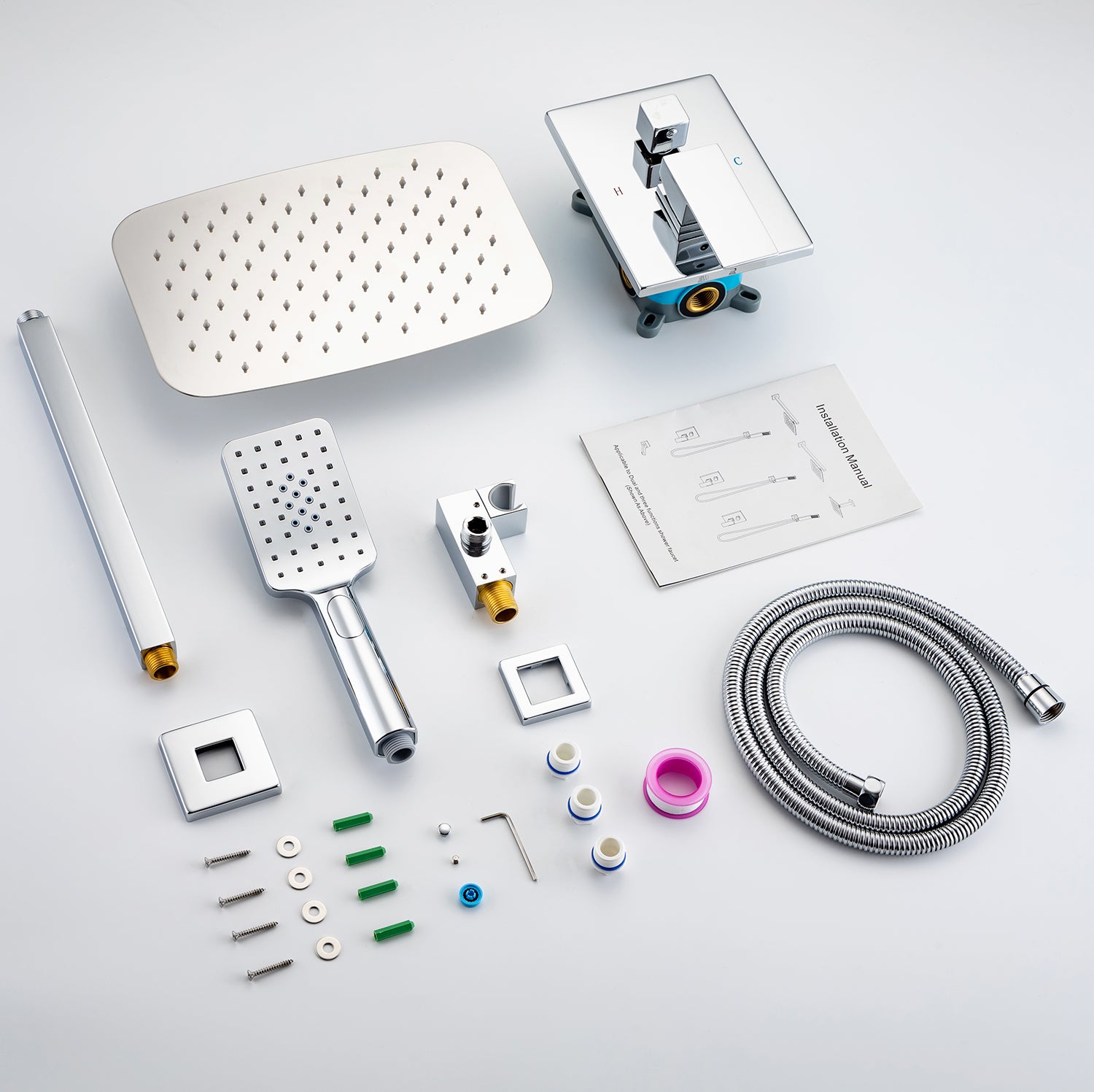 12" Wall Mount Complete Shower System with Rough-in Valve