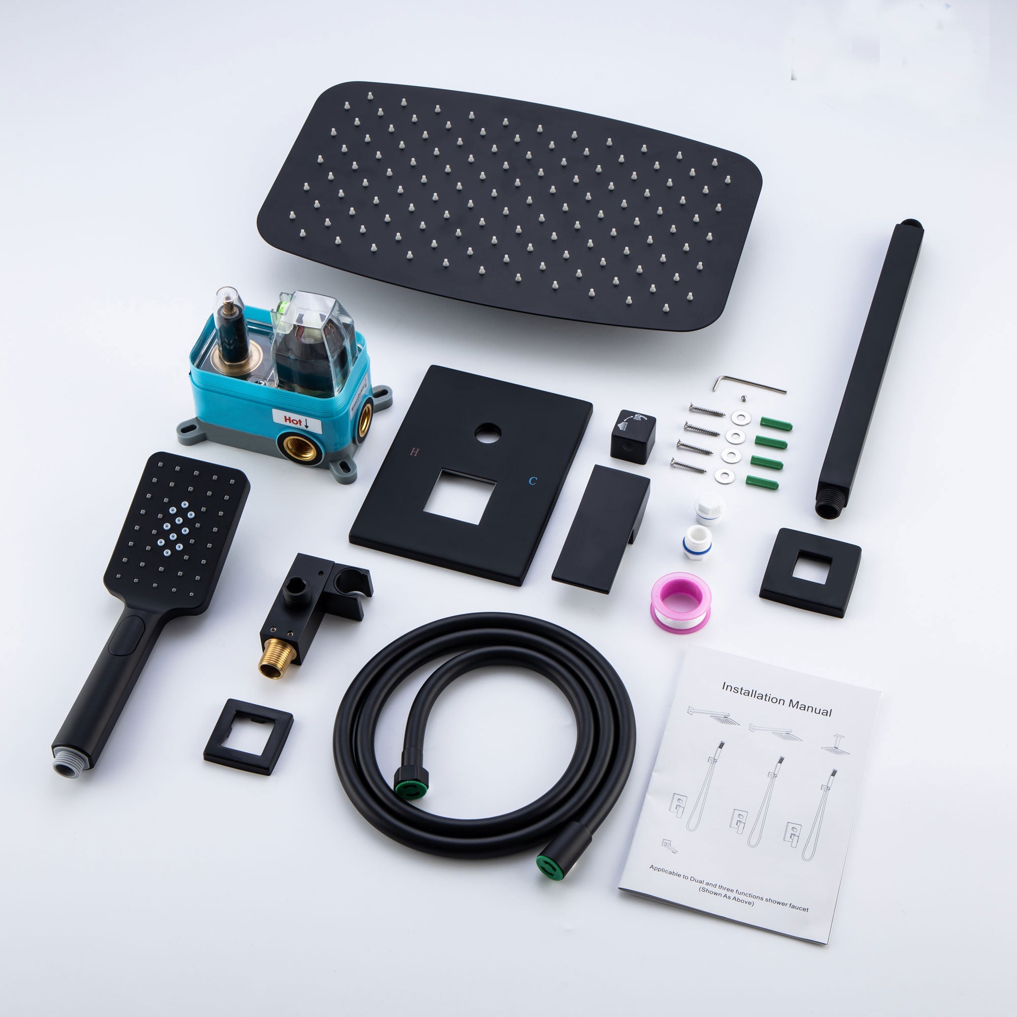 12" Wall Mount Complete Shower System with Rough-in Valve