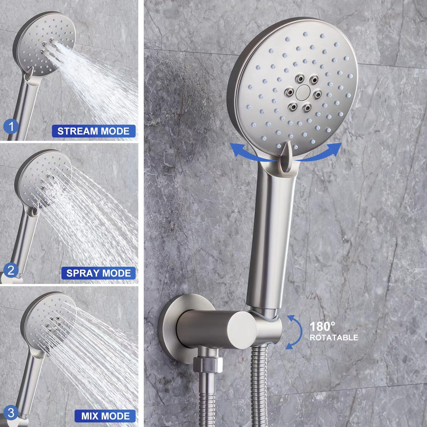 10" Shower Head 2-way Wall-Mount Round Shower Faucet with Rough-in Valve