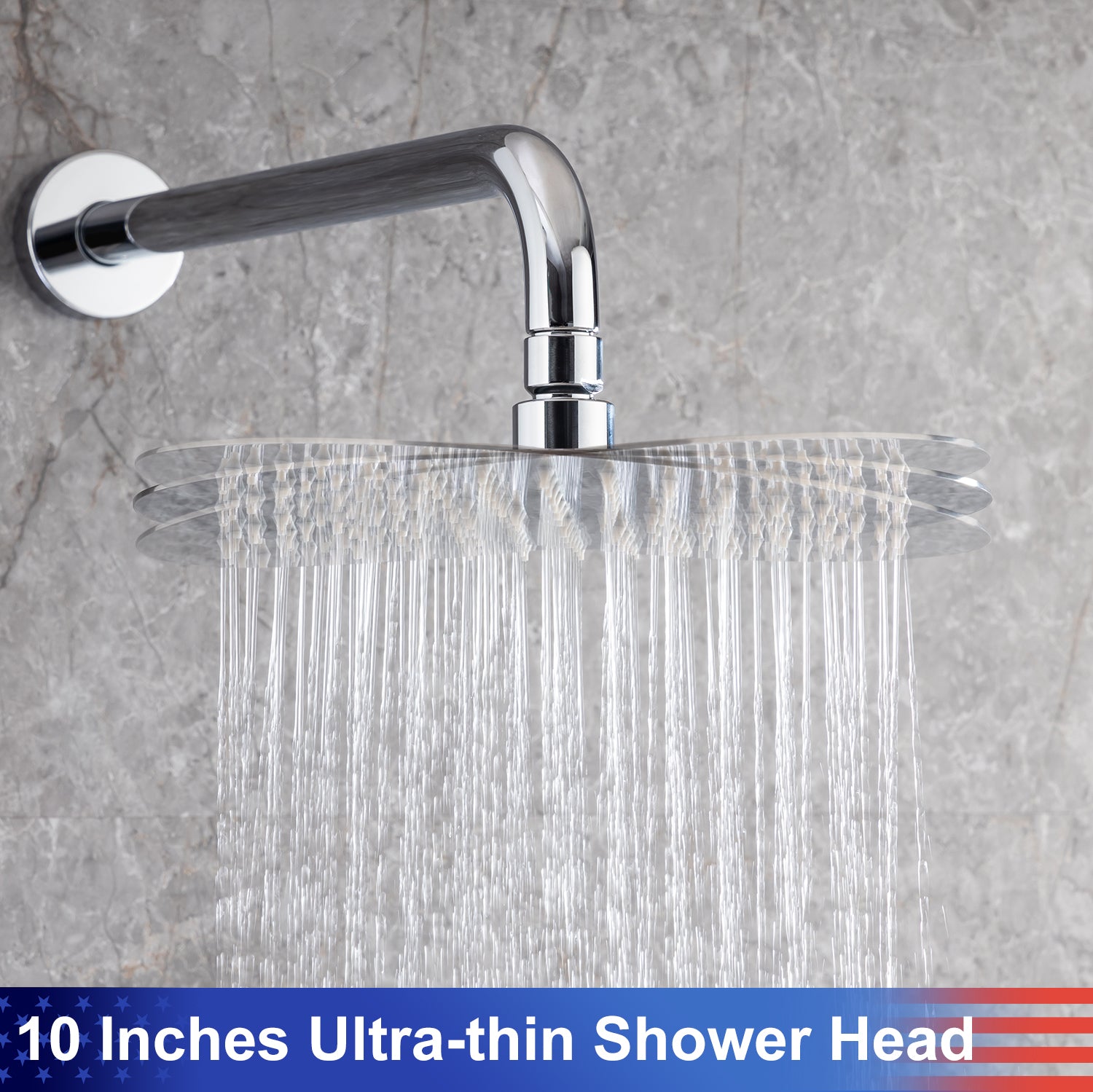 10" Shower Head 2-way Wall-Mount Round Shower Faucet with Rough-in Valve
