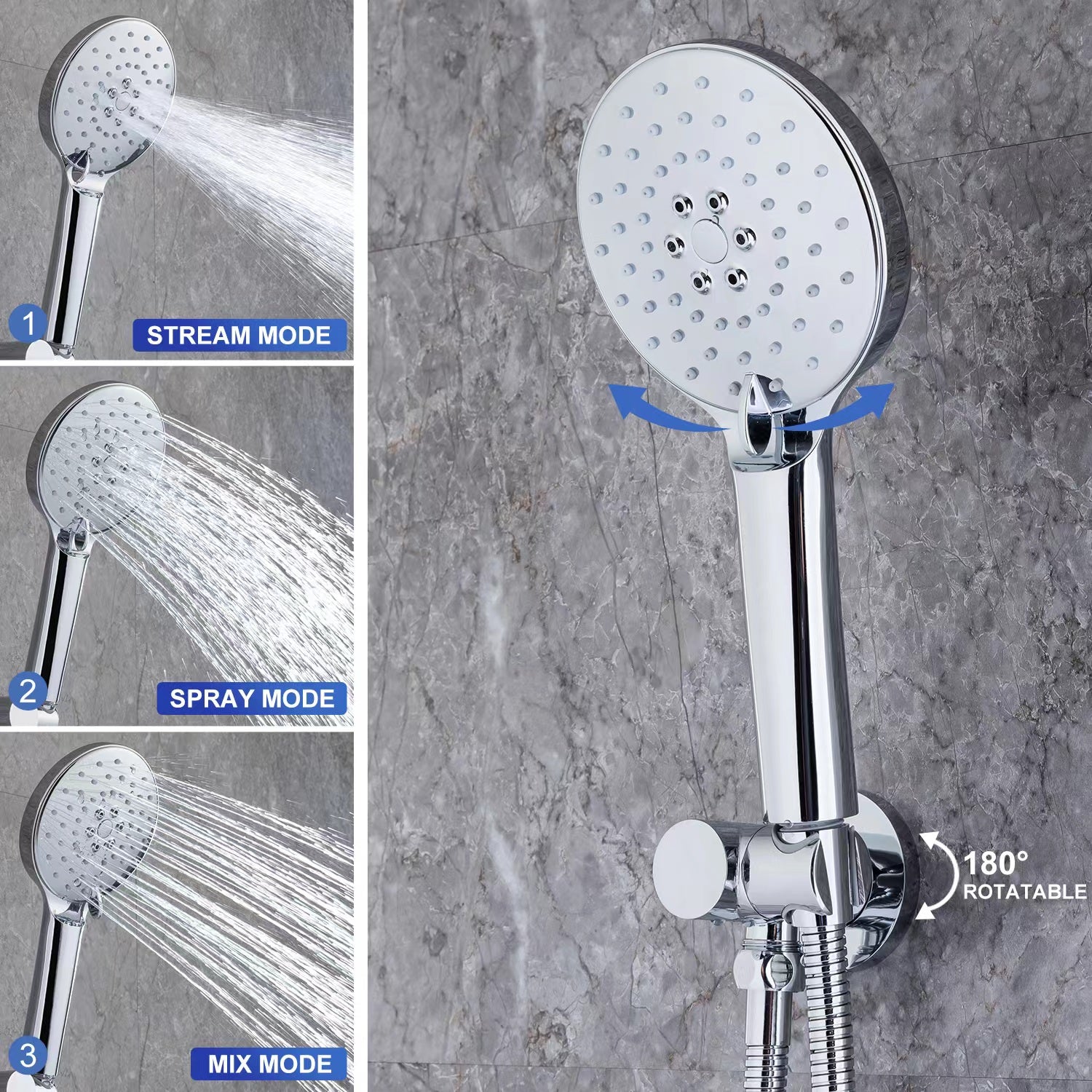 10" Shower Head 2-way Wall-Mount Round Shower Faucet with Rough-in Valve